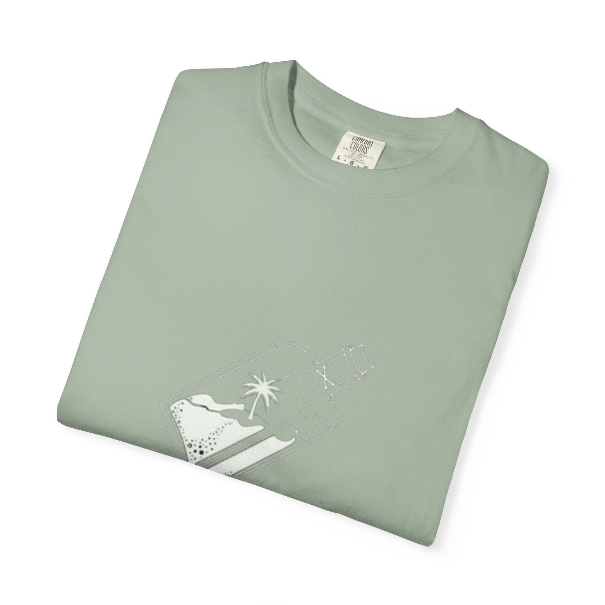 Pocket Island T‑Shirt — Minimal Bottle Isle Graphic Tee