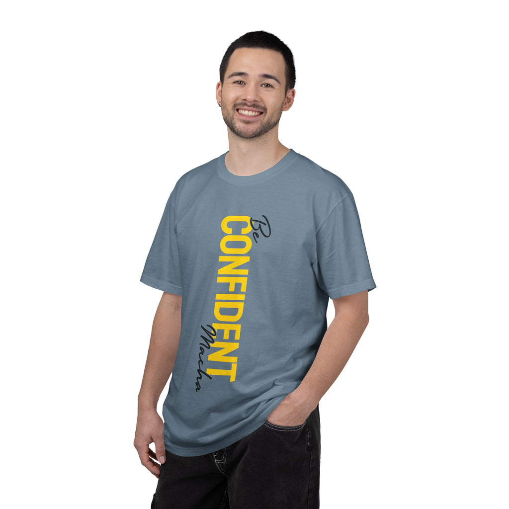 Be Confident Vertical Text T-Shirt — Motivational Graphic Tee