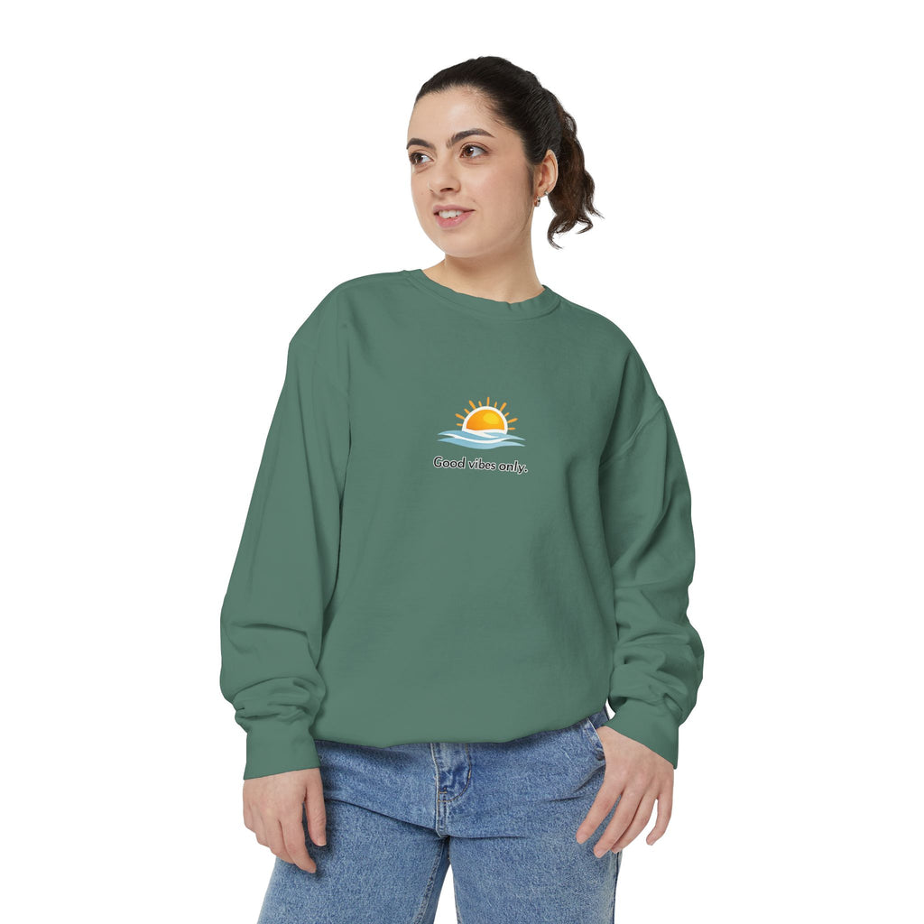 Good Vibes Only Sweatshirt — Sunrise Graphic Cozy Pullover