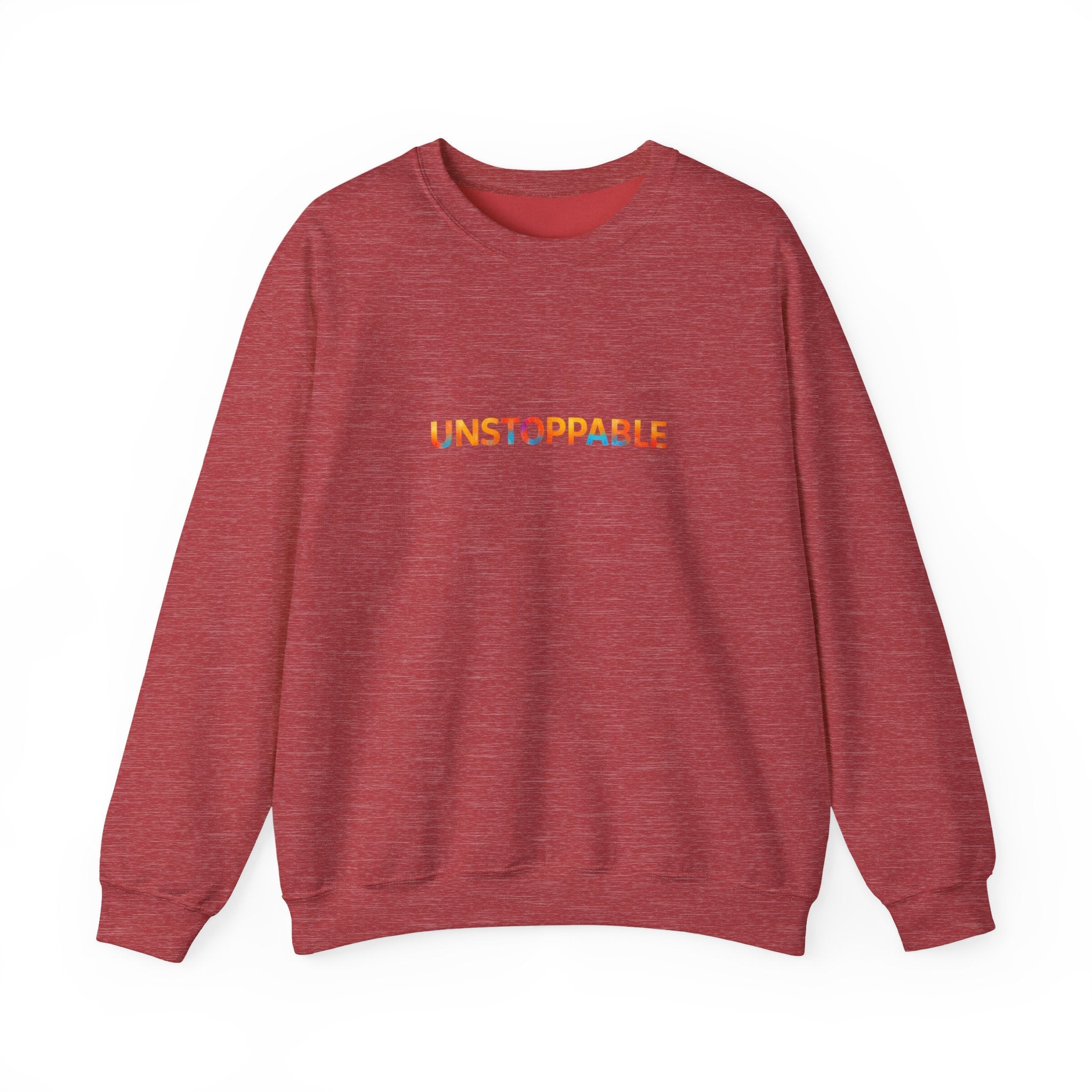 Unstoppable Crewneck Sweatshirt — Inspirational Rainbow Text Pullover