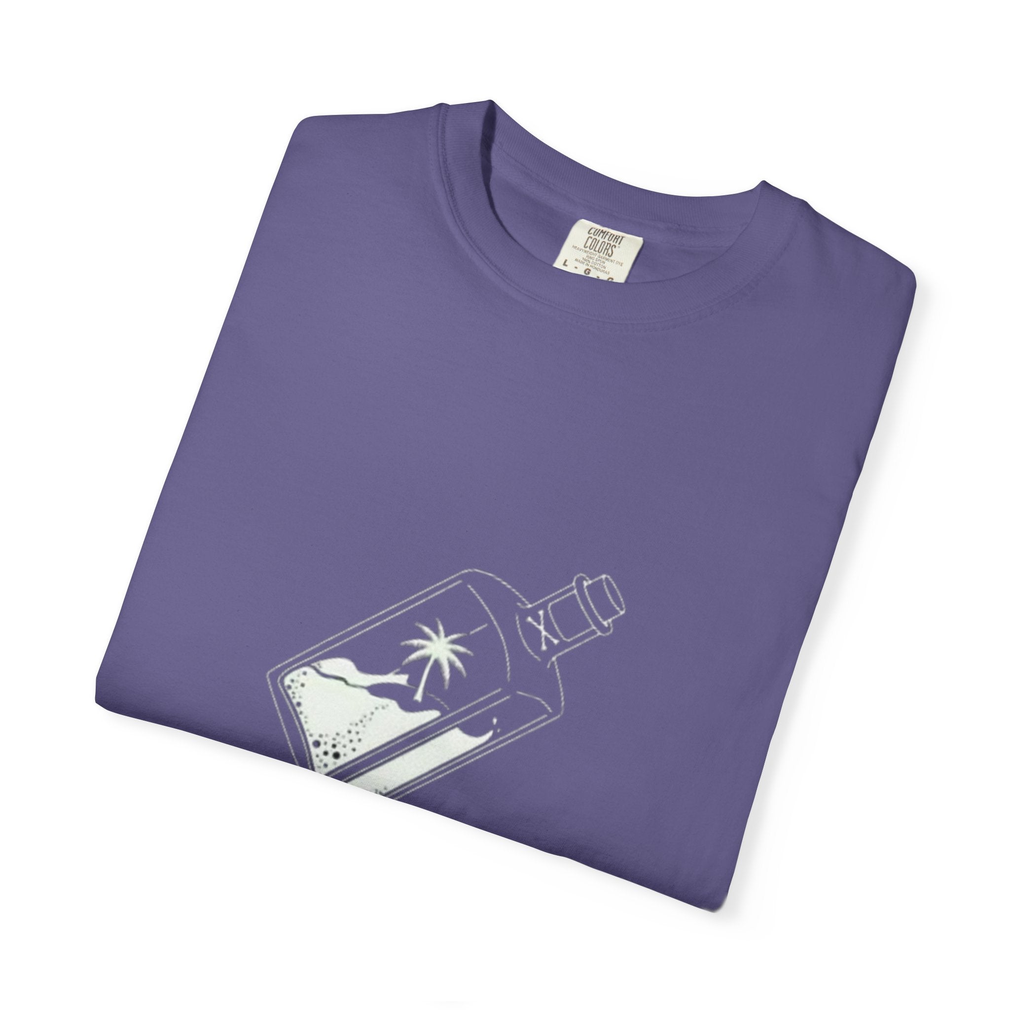 Pocket Island T‑Shirt — Minimal Bottle Isle Graphic Tee