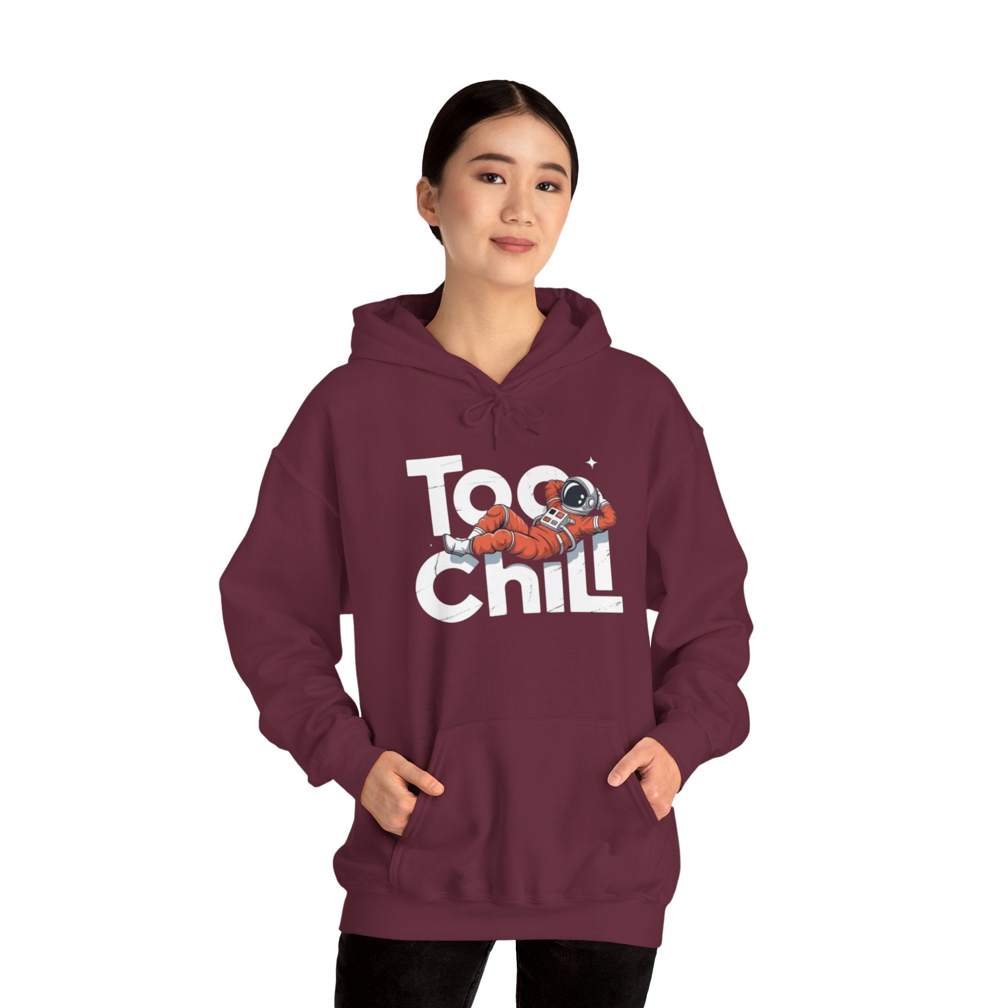 Too Chill Astronaut Hoodie — Retro Space Graphic Pullover