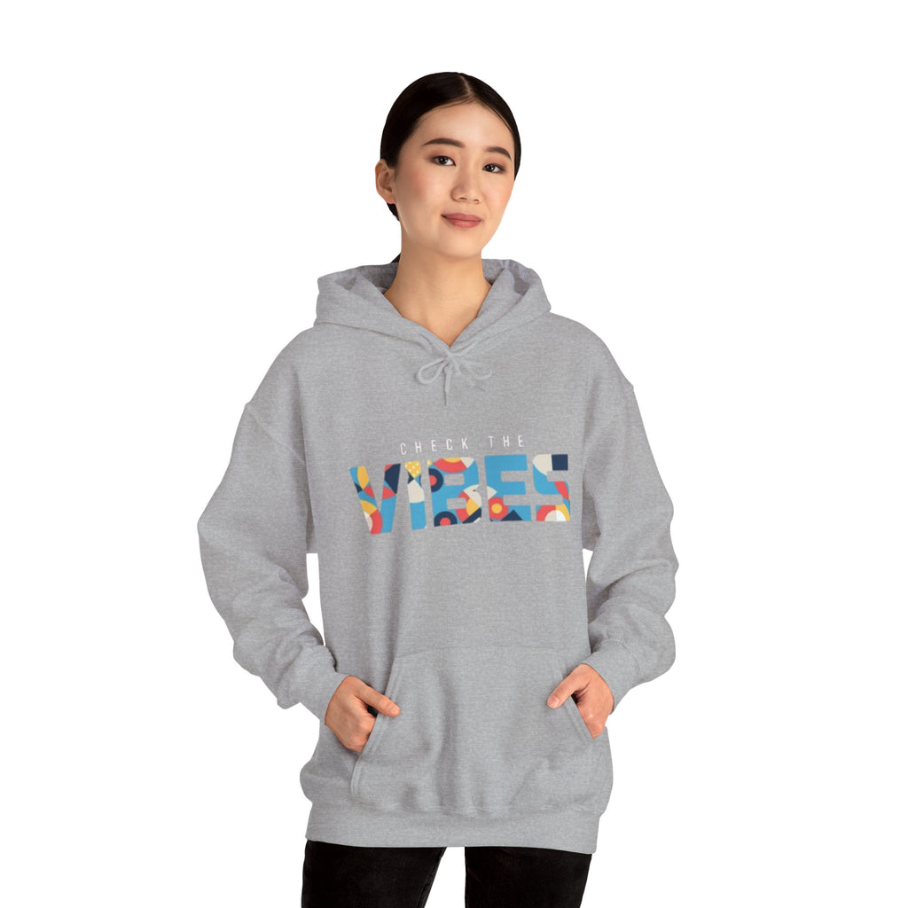 Check The Vibes Hoodie – Colorful Retro Graphic Pullover