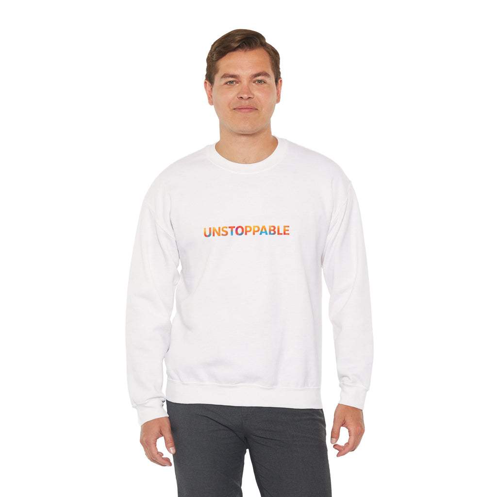 Unstoppable Crewneck Sweatshirt — Inspirational Rainbow Text Pullover