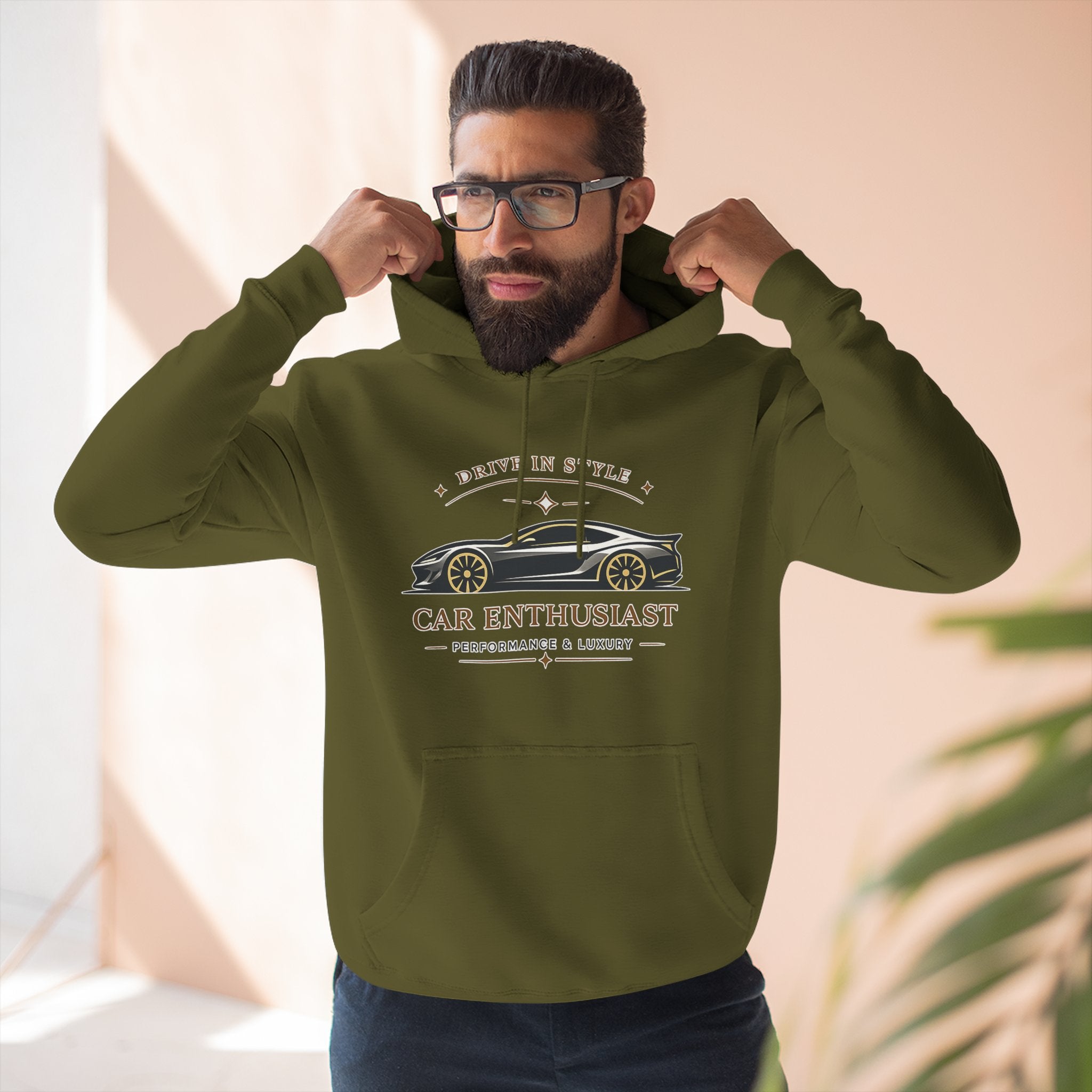 Car Enthusiast Hoodie — Vintage Sports Car Graphic, 'Drive in Style' Casual Pullover