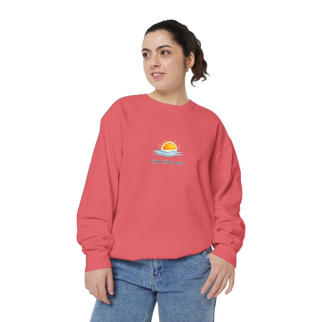 Good Vibes Only Sweatshirt — Sunrise Graphic Cozy Pullover