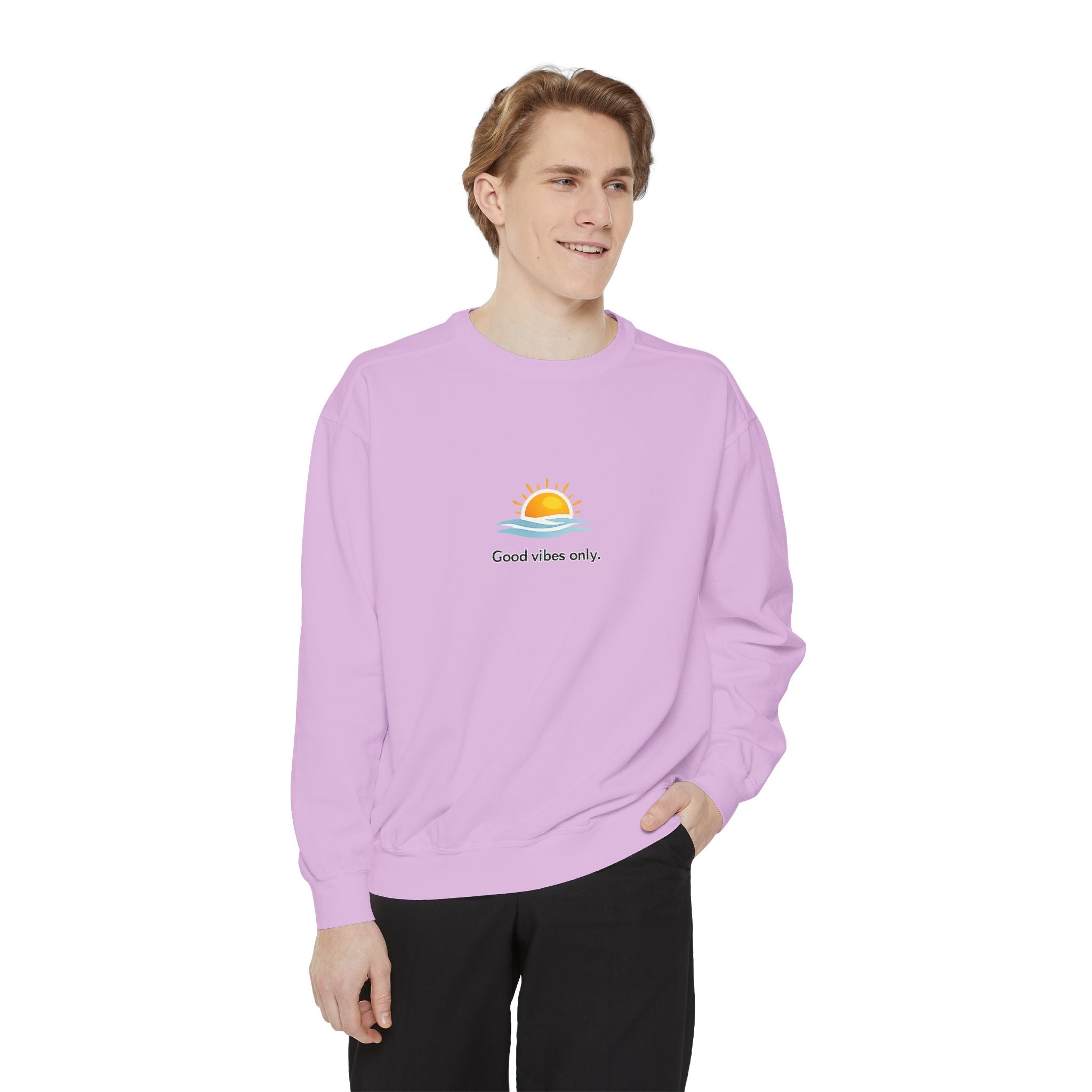 Good Vibes Only Sweatshirt — Sunrise Graphic Cozy Pullover