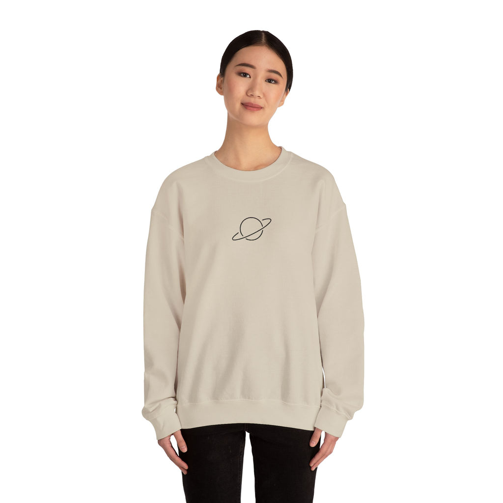 Minimal Planet Crewneck Sweatshirt Embroidered