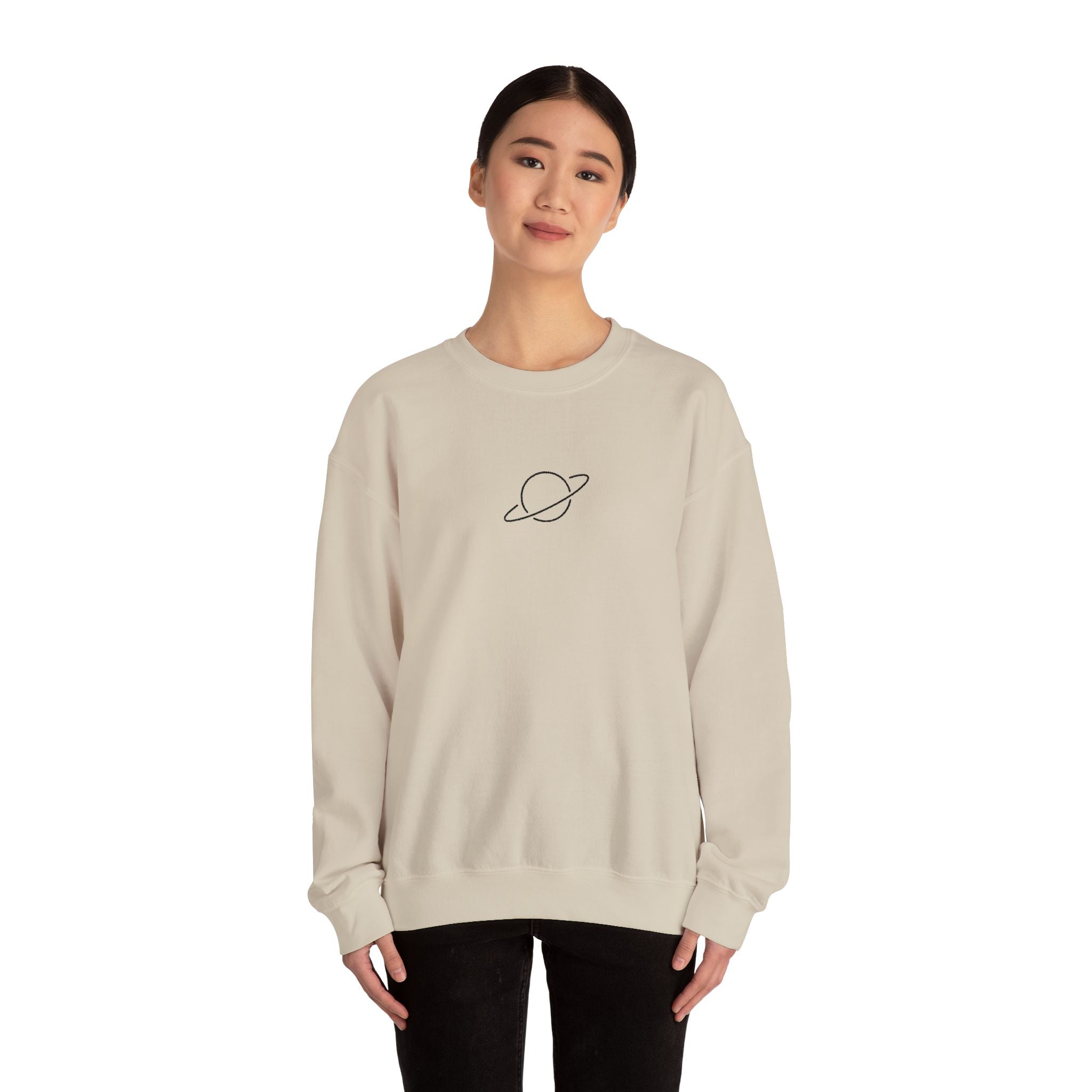Minimal Planet Crewneck Sweatshirt Embroidered