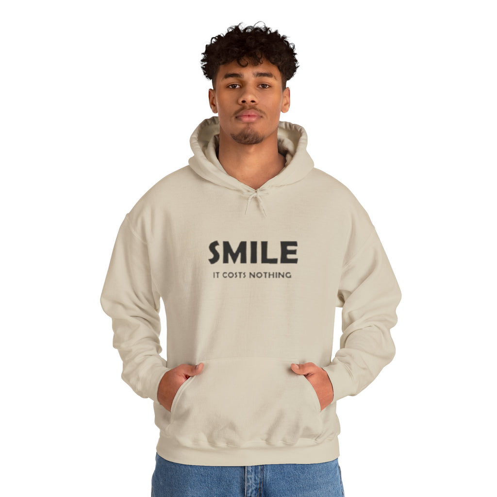 Smile It Costs Nothing Hoodie — Minimalist Positive Message Hooded Sweatshirt