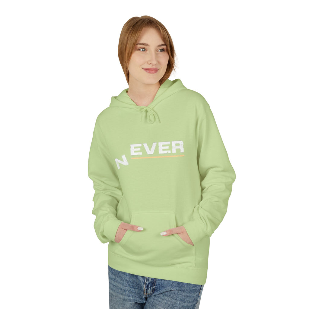 Never Typography Hoodie — Brown Casual Graphic Pullover
