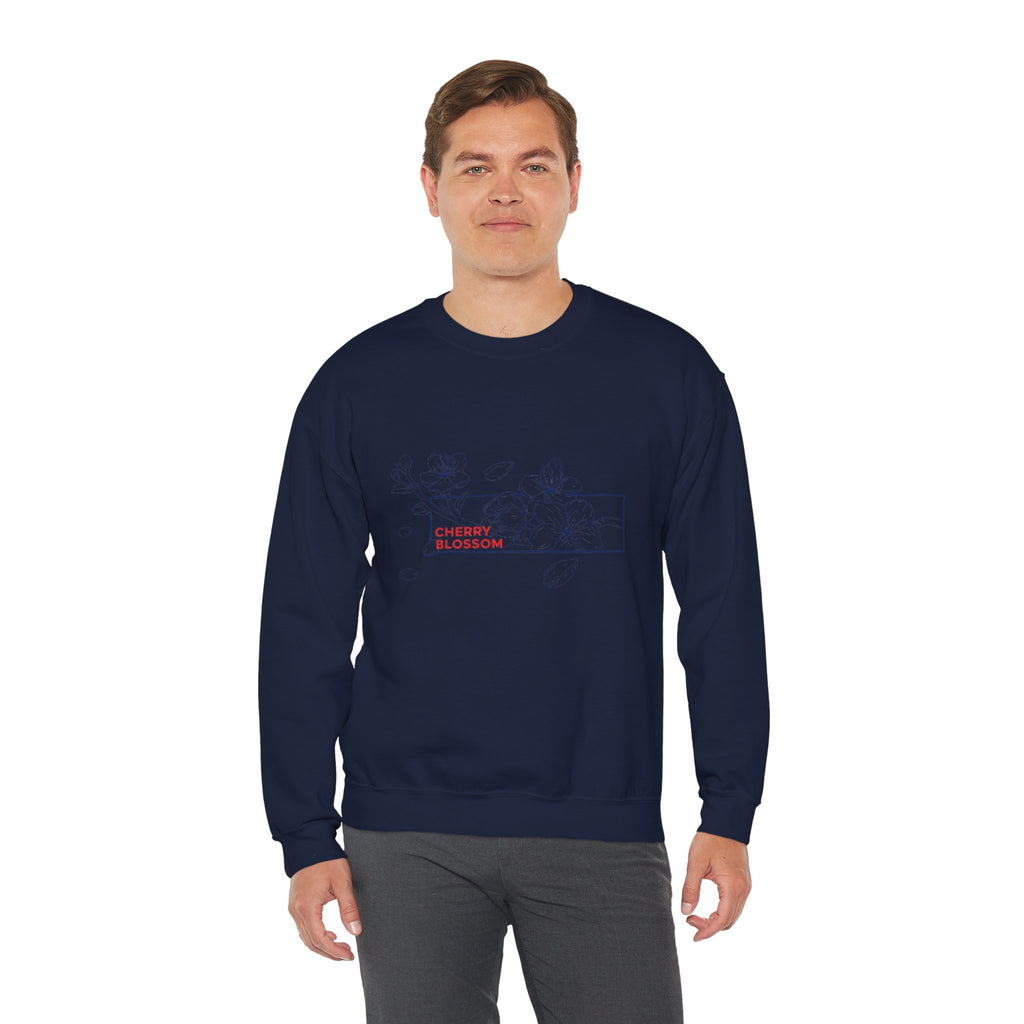 Cherry Blossom Crewneck Sweatshirt — Minimal Floral Graphic