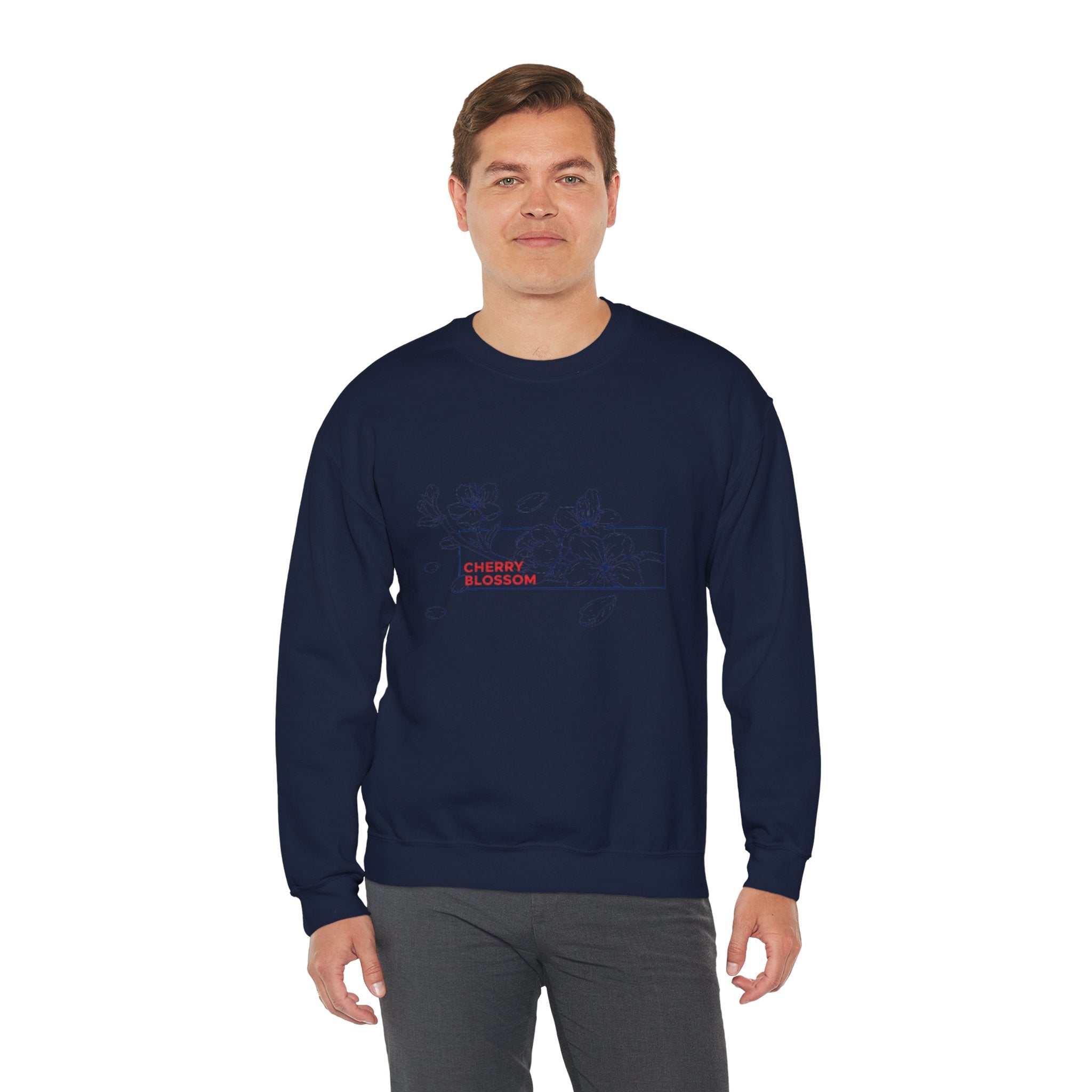 Cherry Blossom Crewneck Sweatshirt — Minimal Floral Graphic
