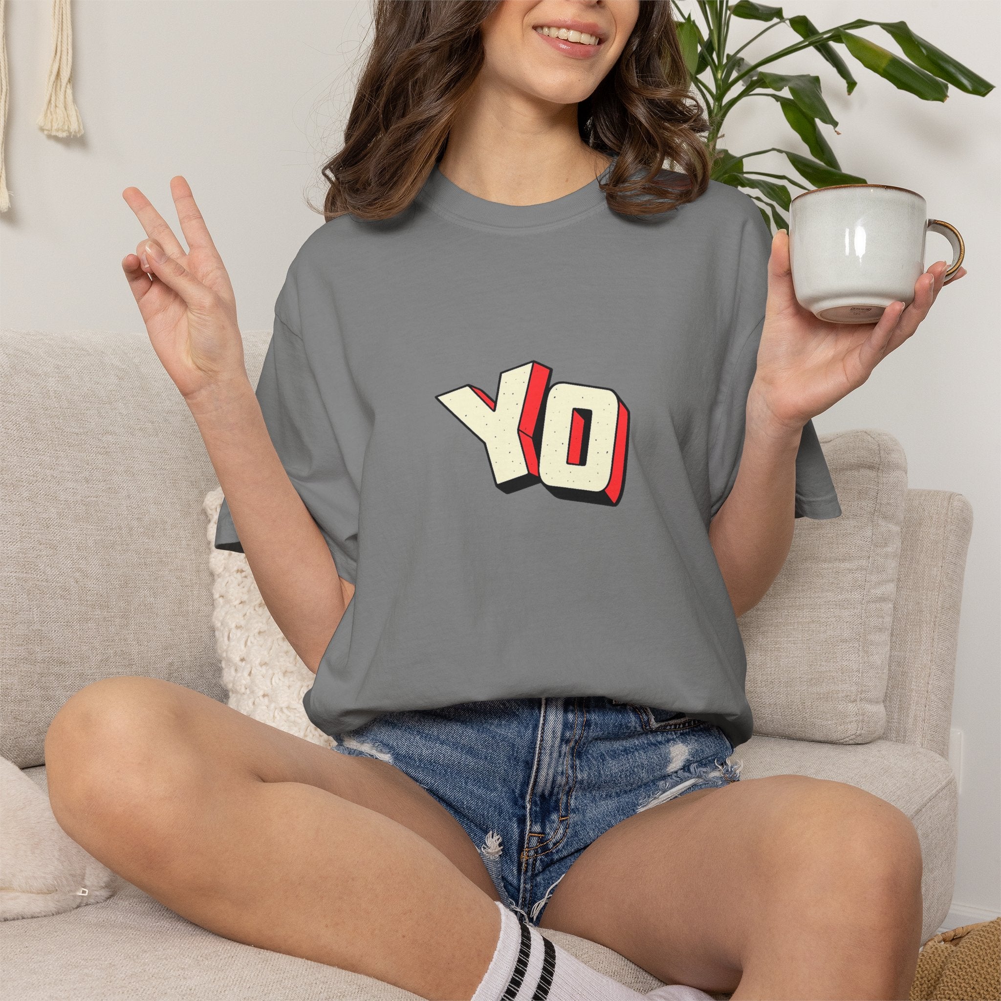 Yo Graphic T-Shirt — Retro 3D Lettering Tee