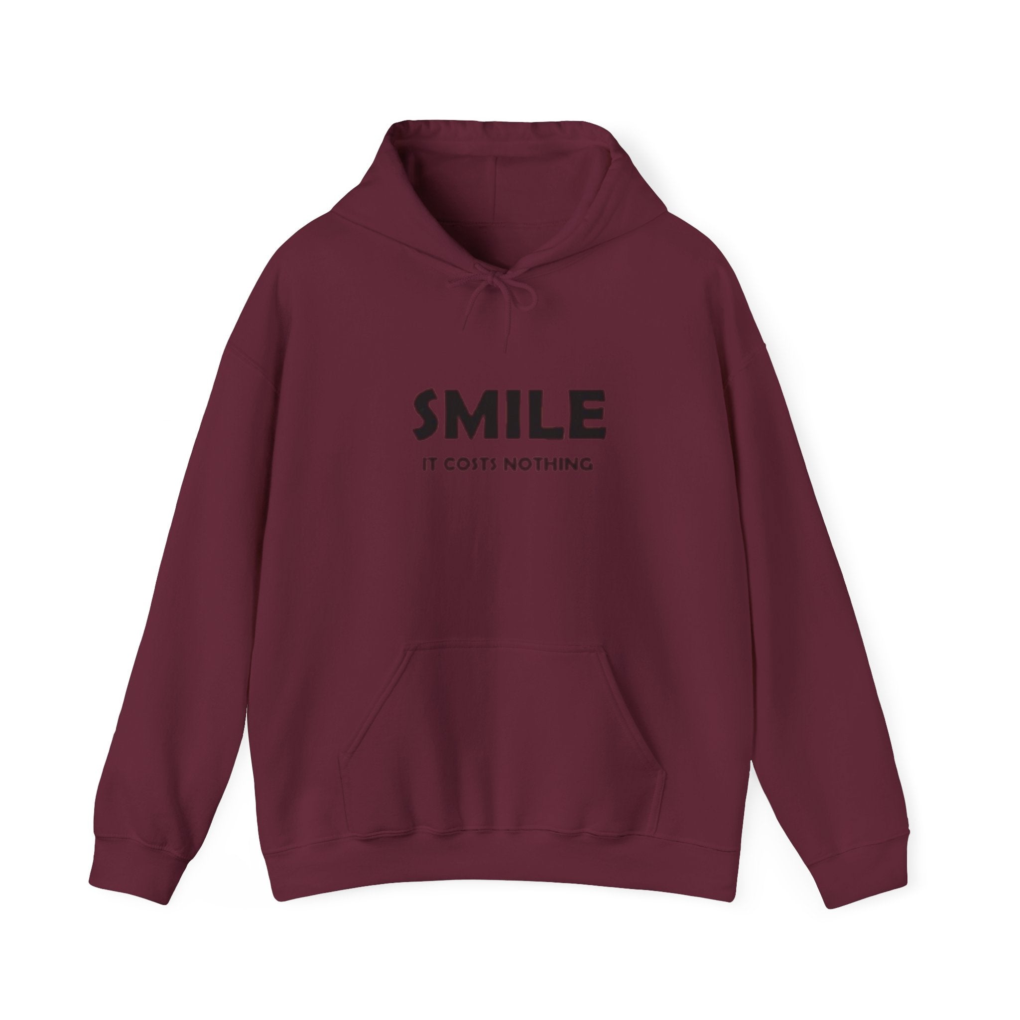 Smile It Costs Nothing Hoodie — Minimalist Positive Message Hooded Sweatshirt