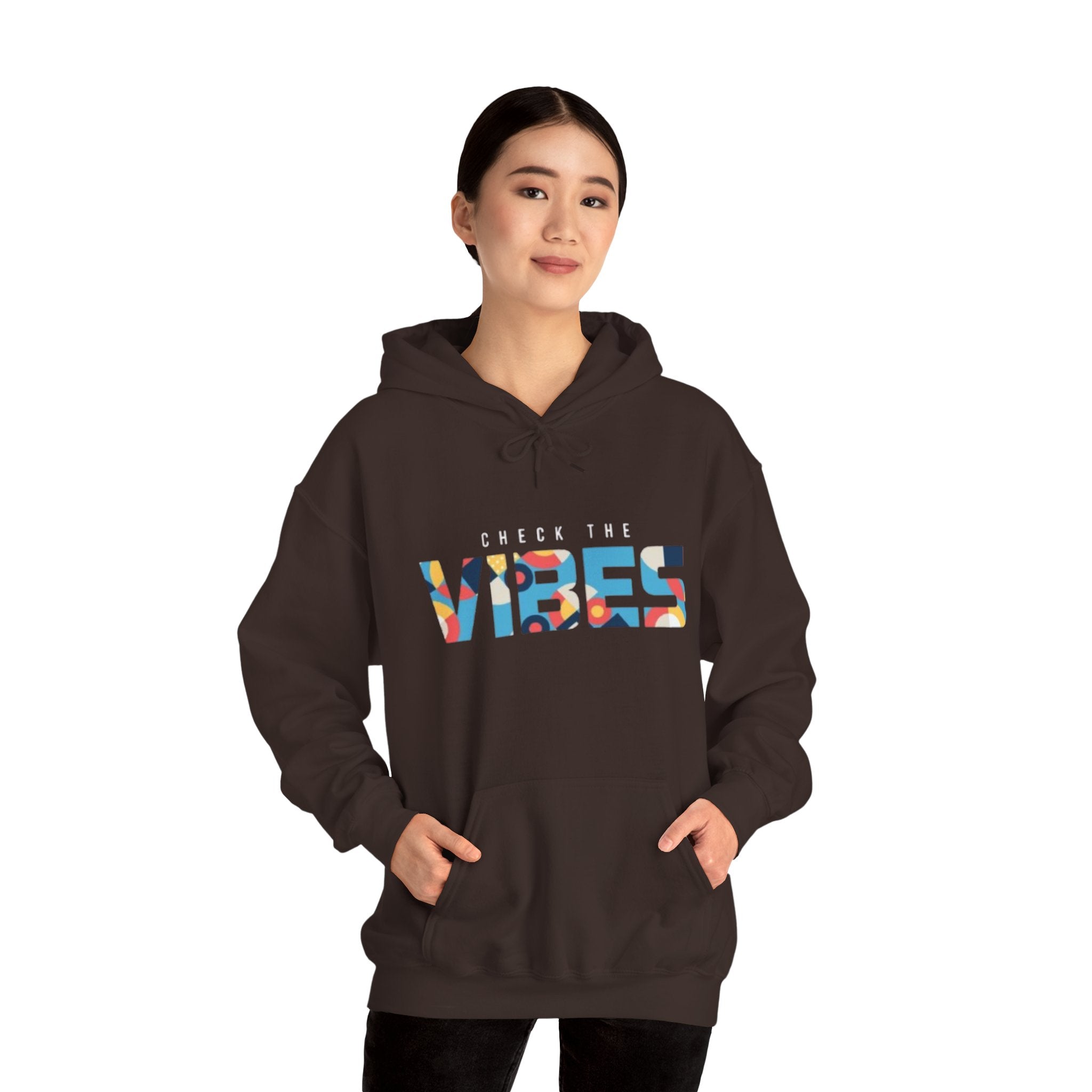 Check The Vibes Hoodie – Colorful Retro Graphic Pullover