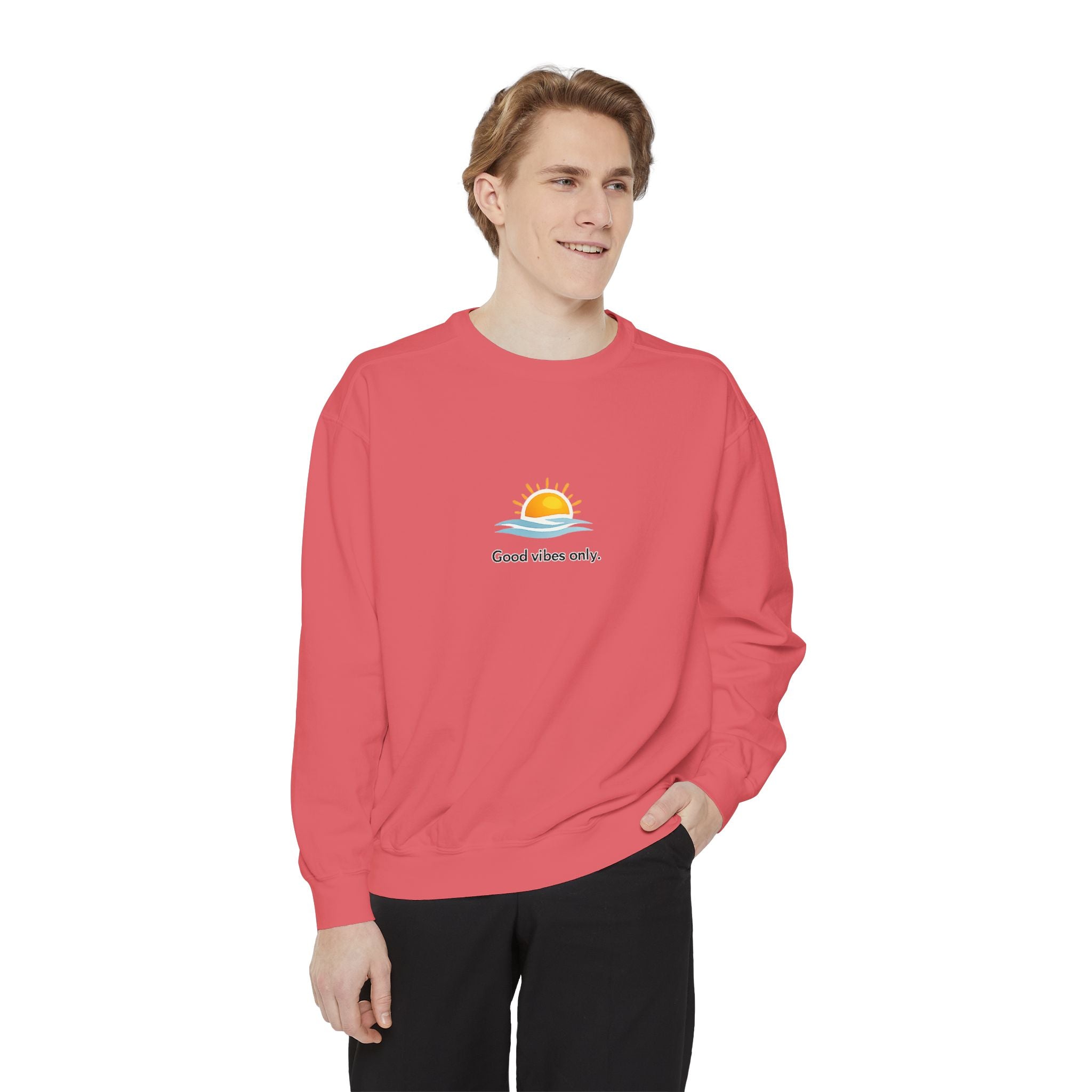 Good Vibes Only Sweatshirt — Sunrise Graphic Cozy Pullover