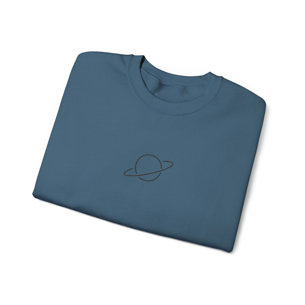 Minimal Planet Crewneck Sweatshirt Embroidered