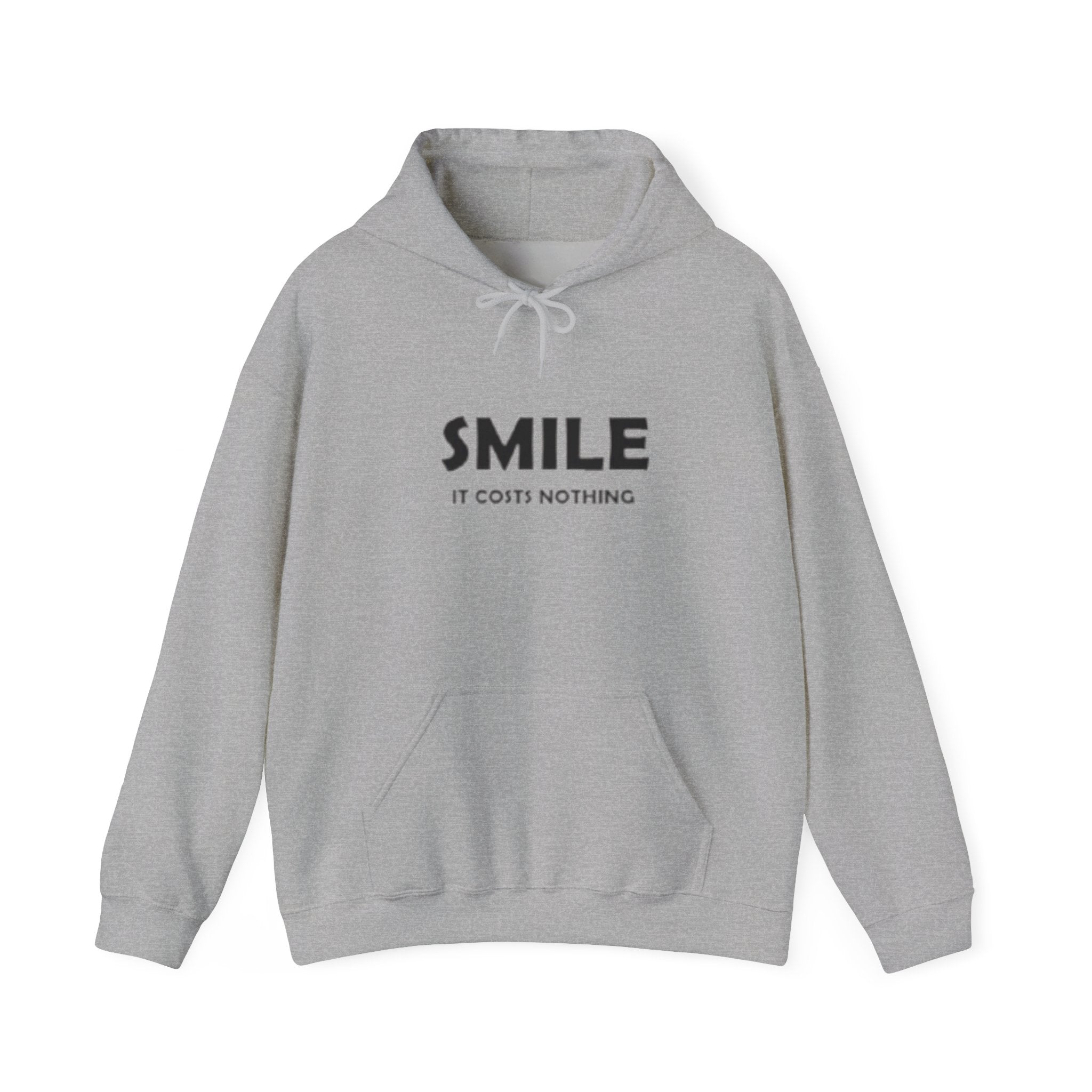Smile It Costs Nothing Hoodie — Minimalist Positive Message Hooded Sweatshirt