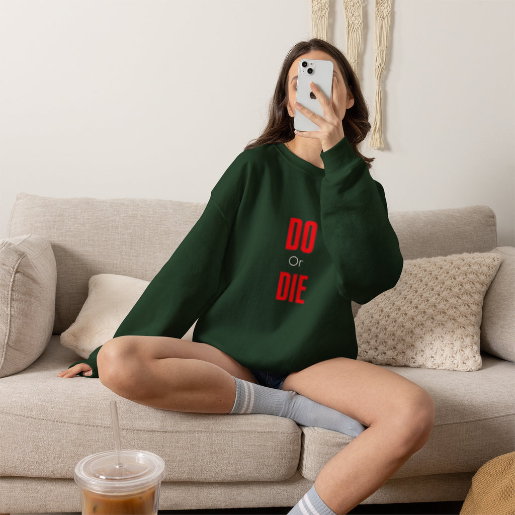 Crewneck Sweatshirt – Minimal 'DO / DIE' Red Vertical Typography