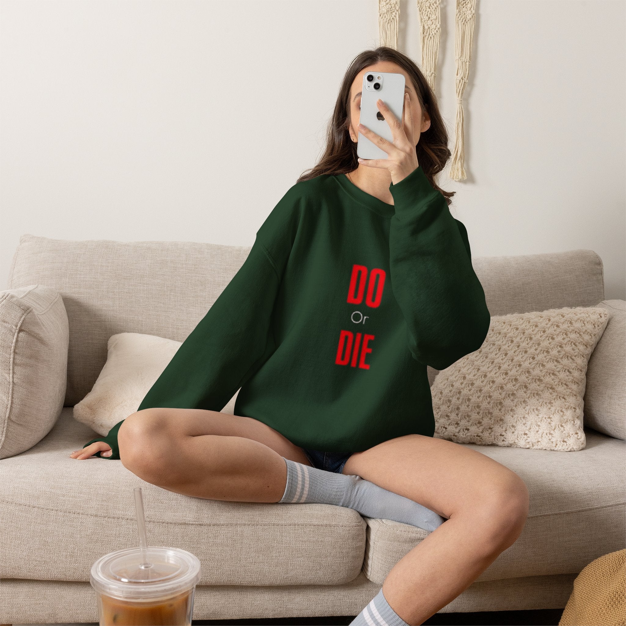 Crewneck Sweatshirt – Minimal 'DO / DIE' Red Vertical Typography