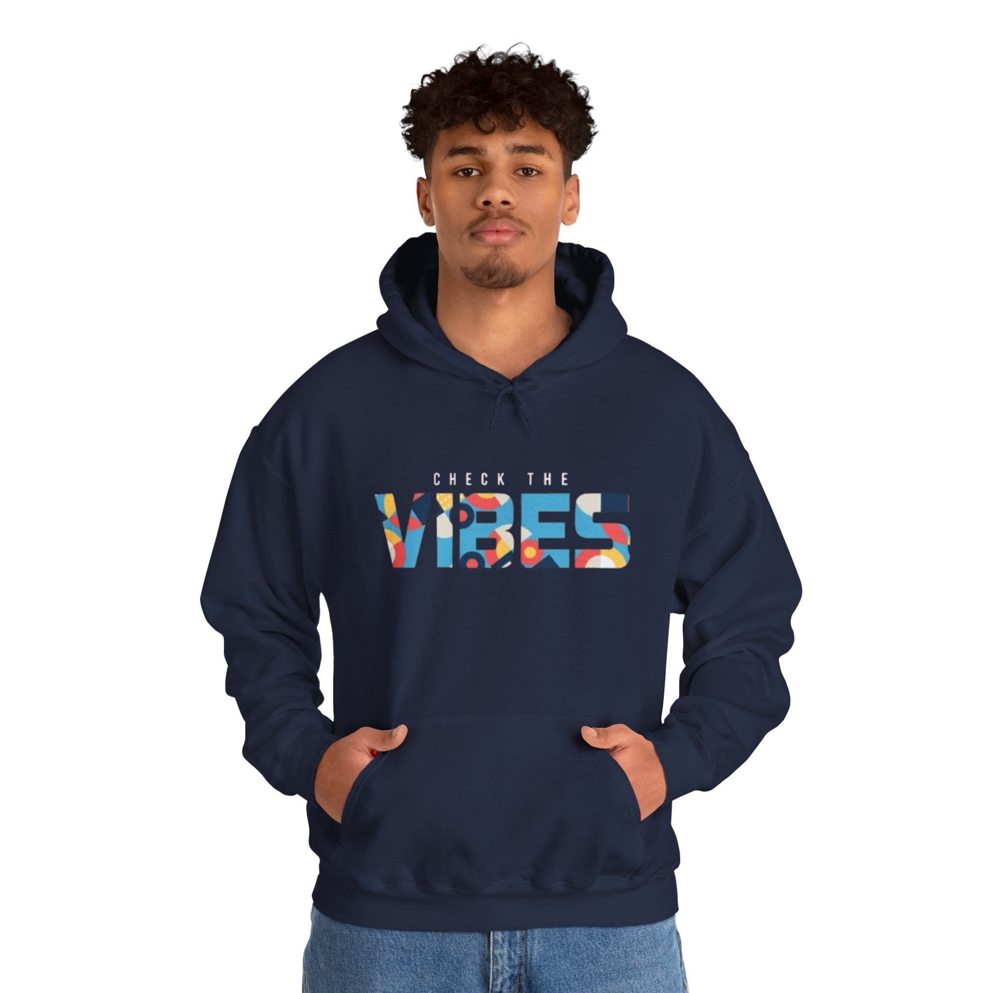 Check The Vibes Hoodie – Colorful Retro Graphic Pullover