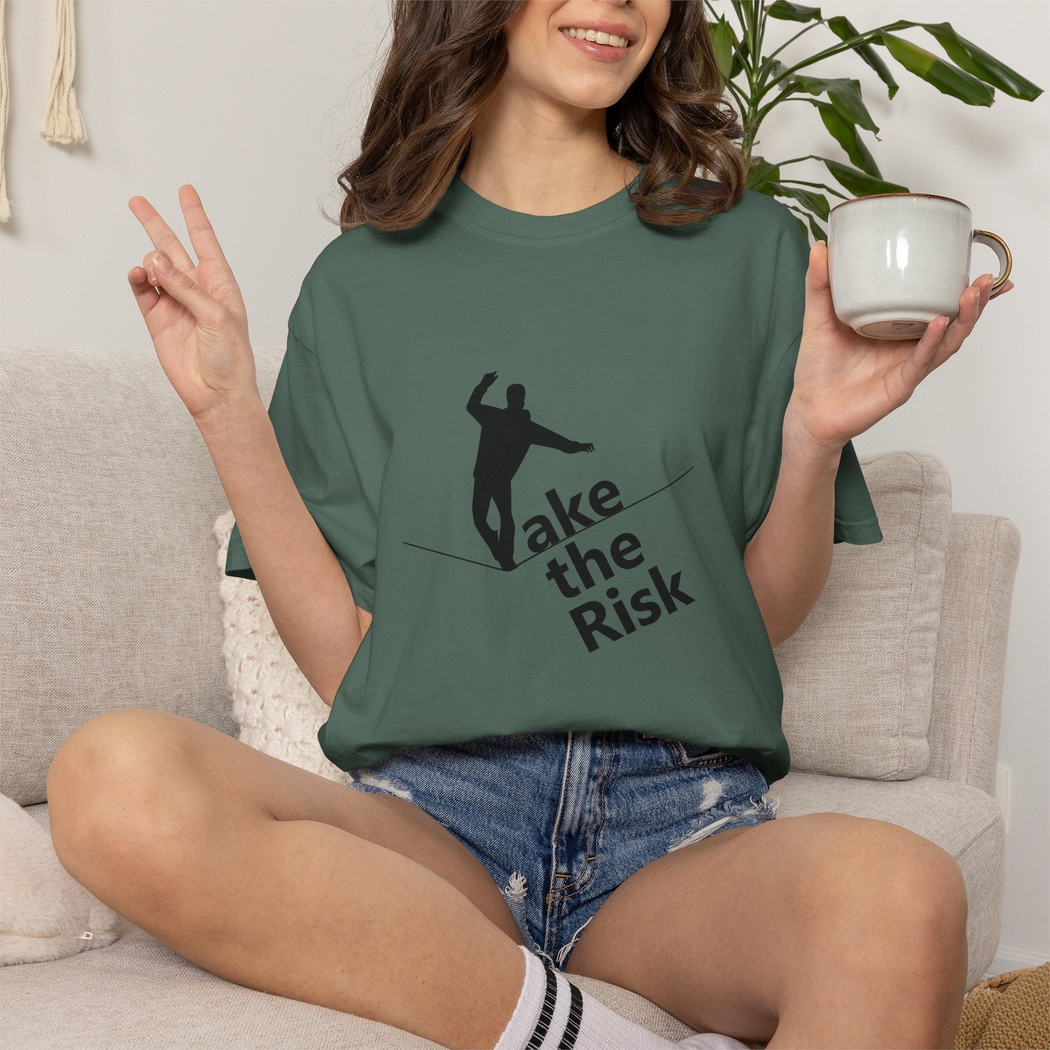 Take the Risk T-Shirt — Tightrope Silhouette Motivational Tee
