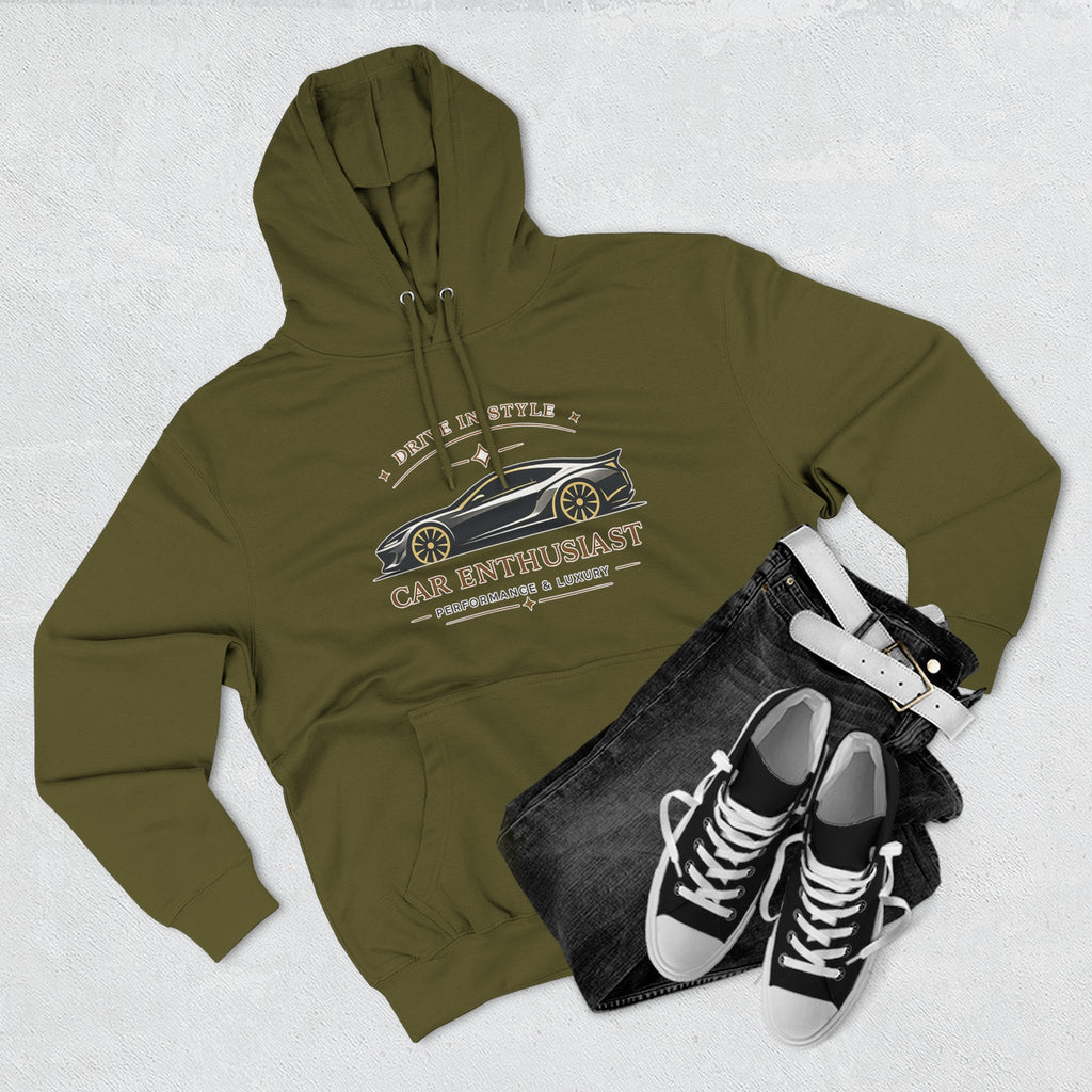 Car Enthusiast Hoodie — Vintage Sports Car Graphic, 'Drive in Style' Casual Pullover