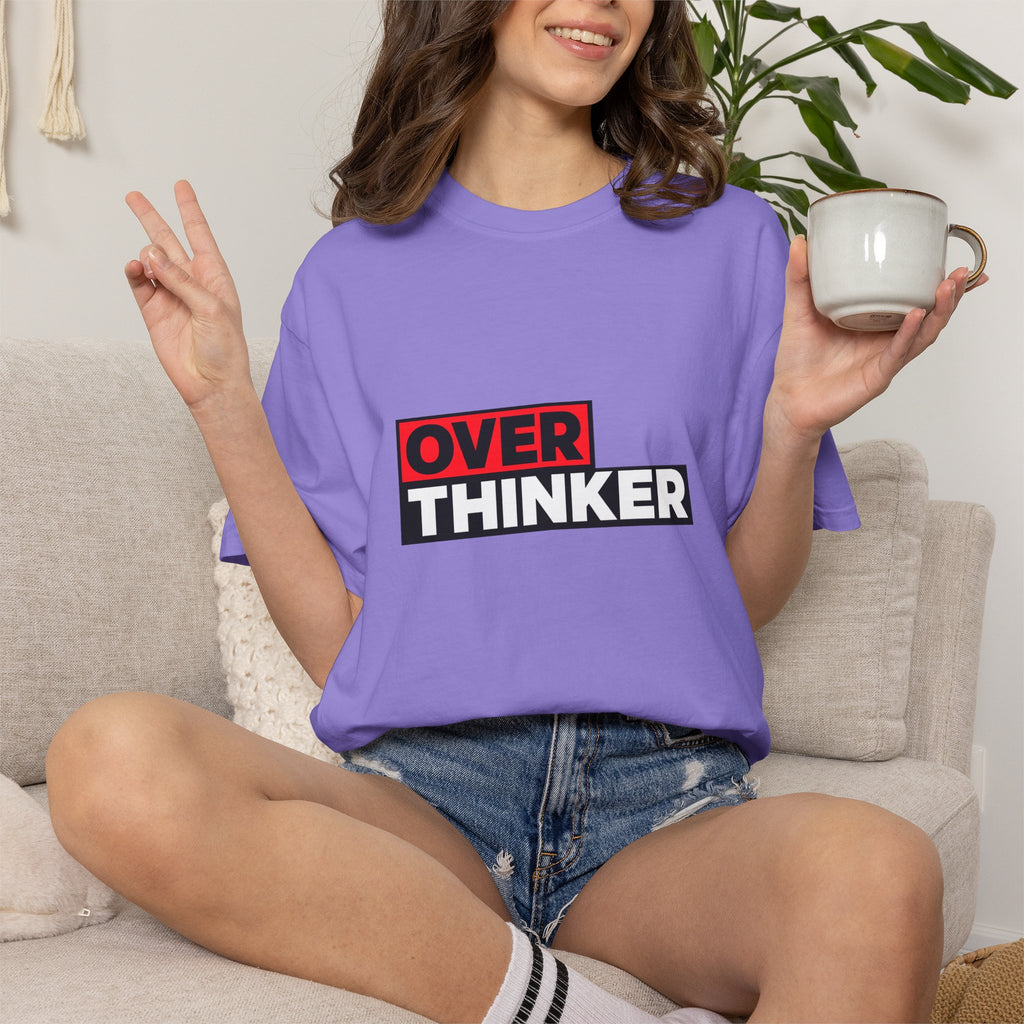 Overthinker Graphic T-Shirt — Bold Red & Black Text Tee
