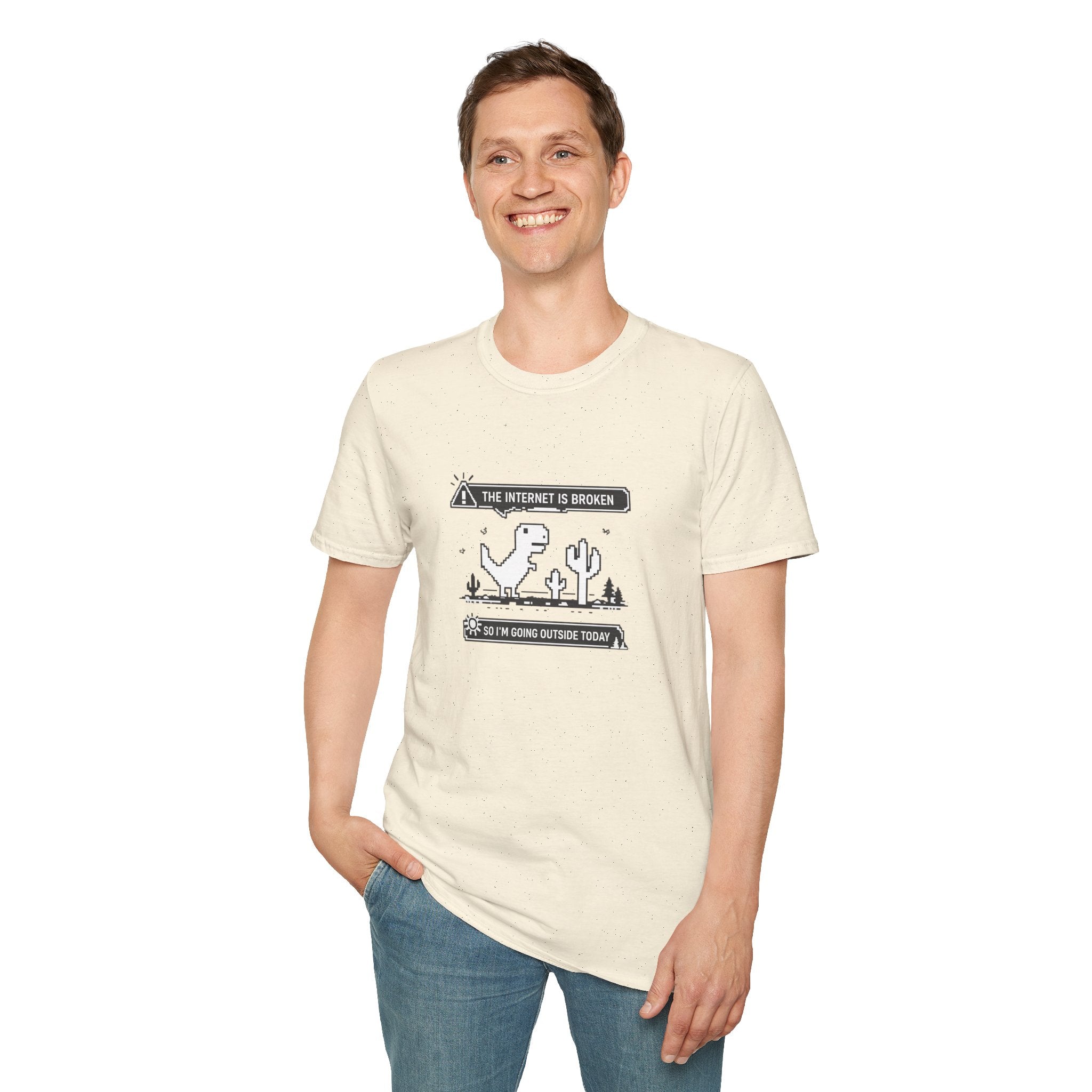 T-Shirt — 'The Internet Is Broken So I'm Going Outside Today' Dino Graphic