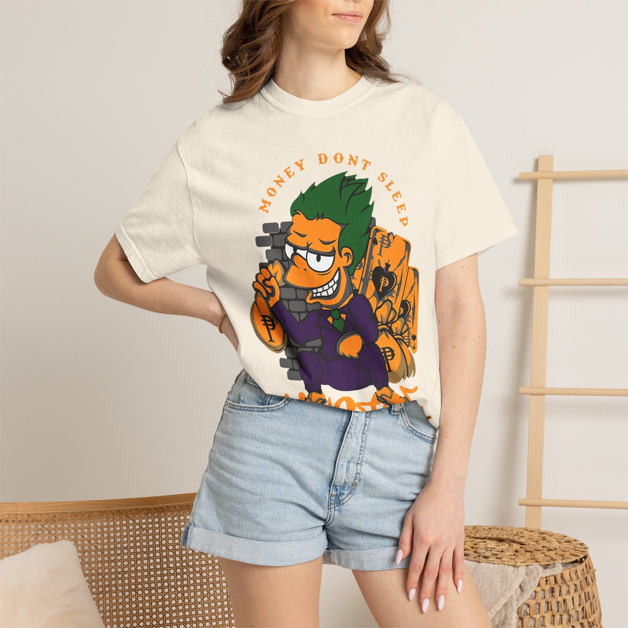T-Shirt — 'Money Don’t Sleep' Cartoon Hustle Tee