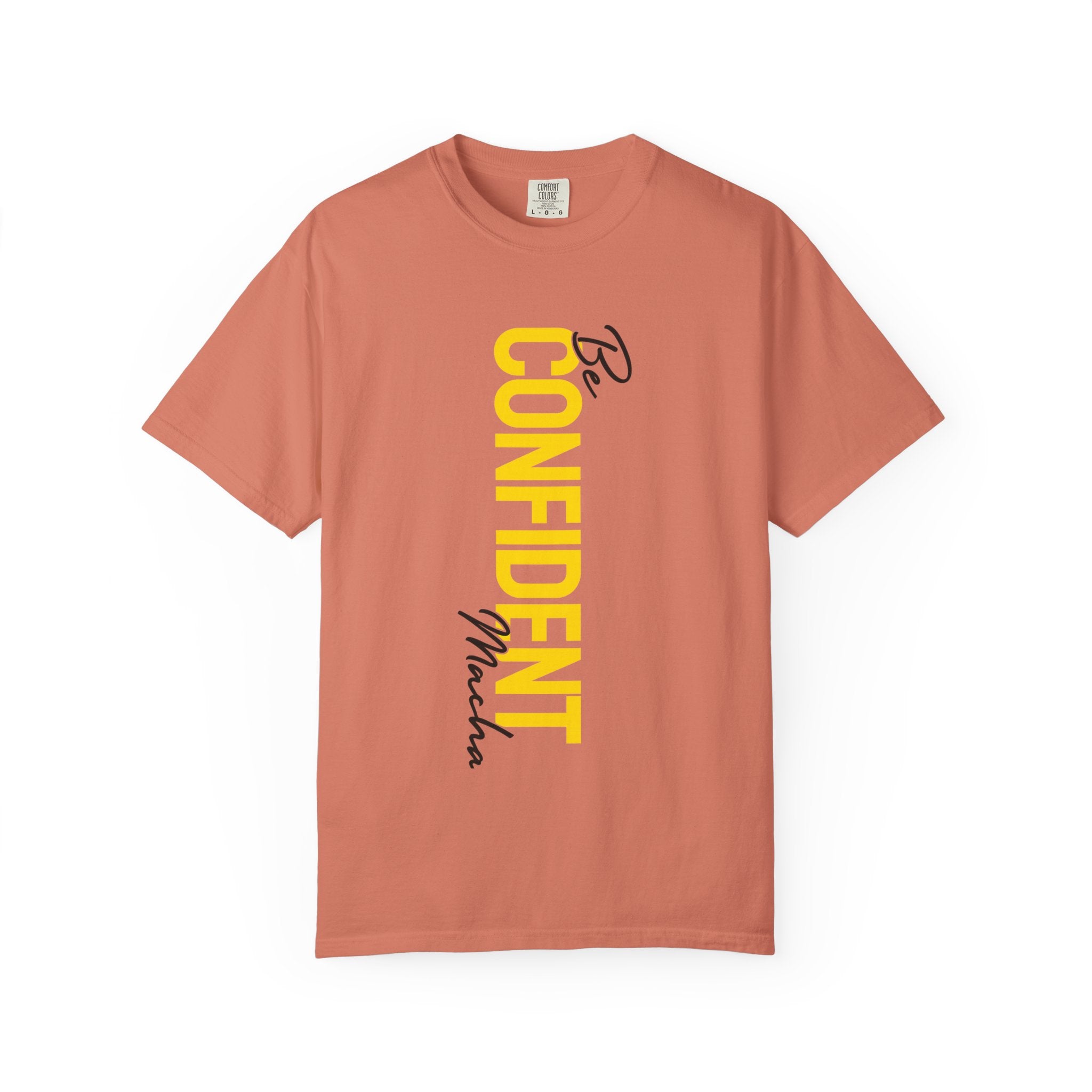 Be Confident Vertical Text T-Shirt — Motivational Graphic Tee
