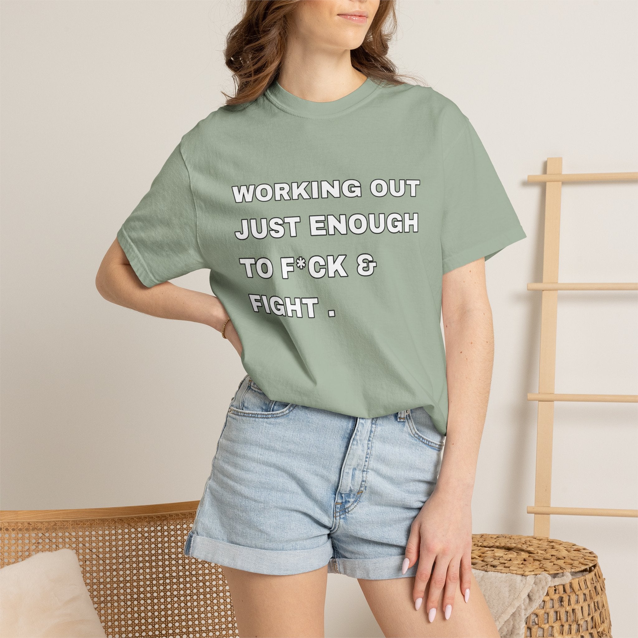 GYM T-Shirt — "Working Out Just Enough to F*ck & Fight" Motivational Sarcastic Tee