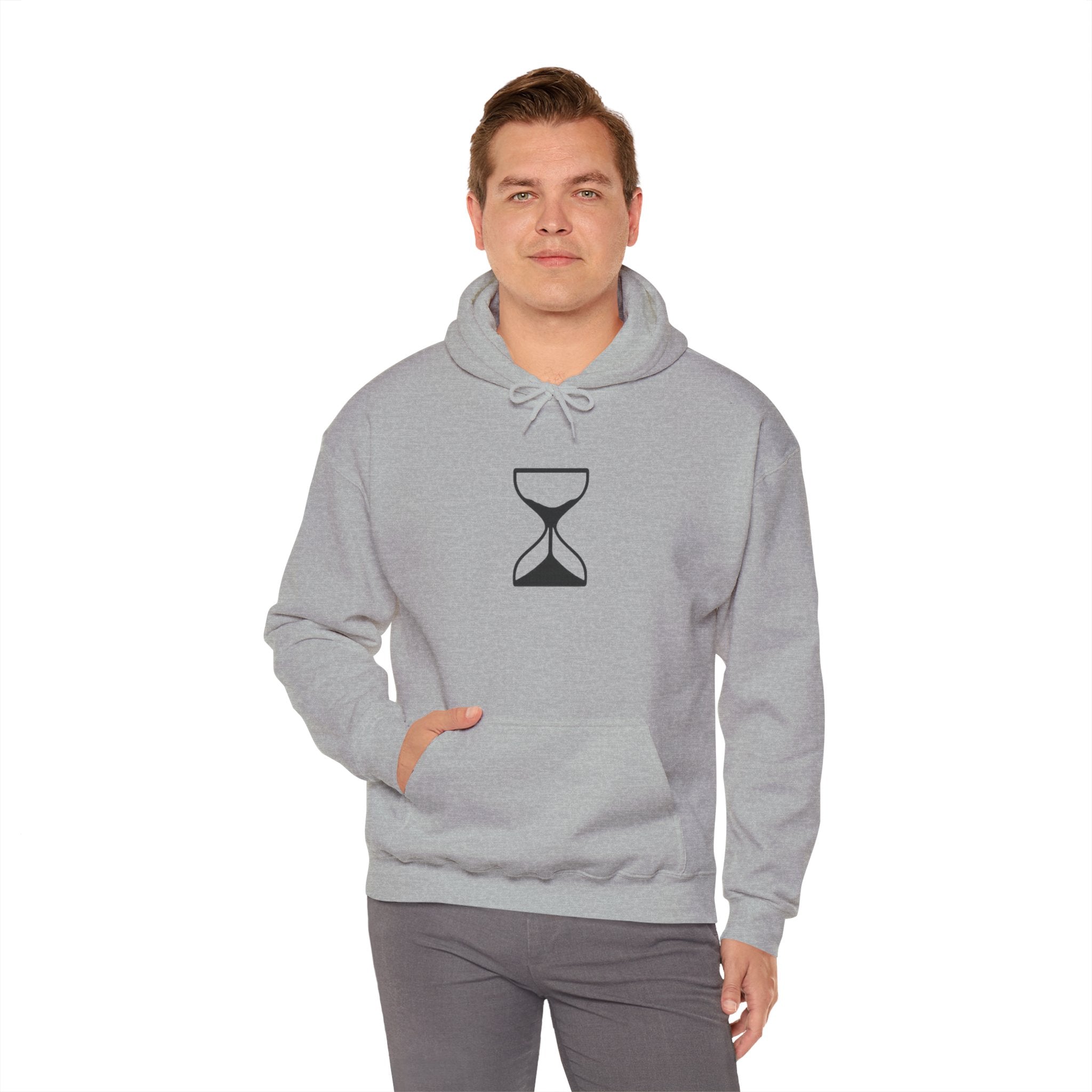 Hourglass Minimalist Hoodie — Simple Time Symbol Pullover