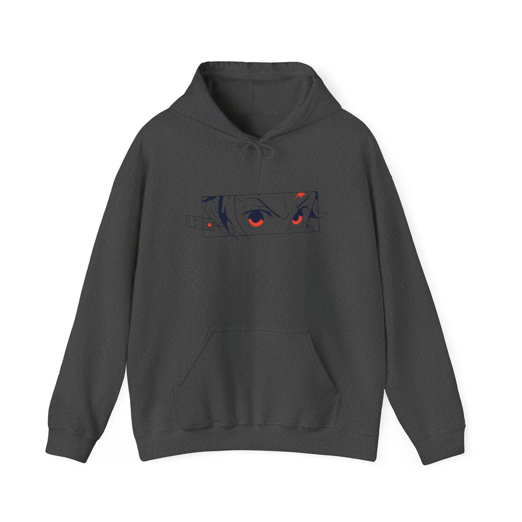 Anime Eyes Hoodie — Minimal Red & Black Manga Gaze Sweatshirt