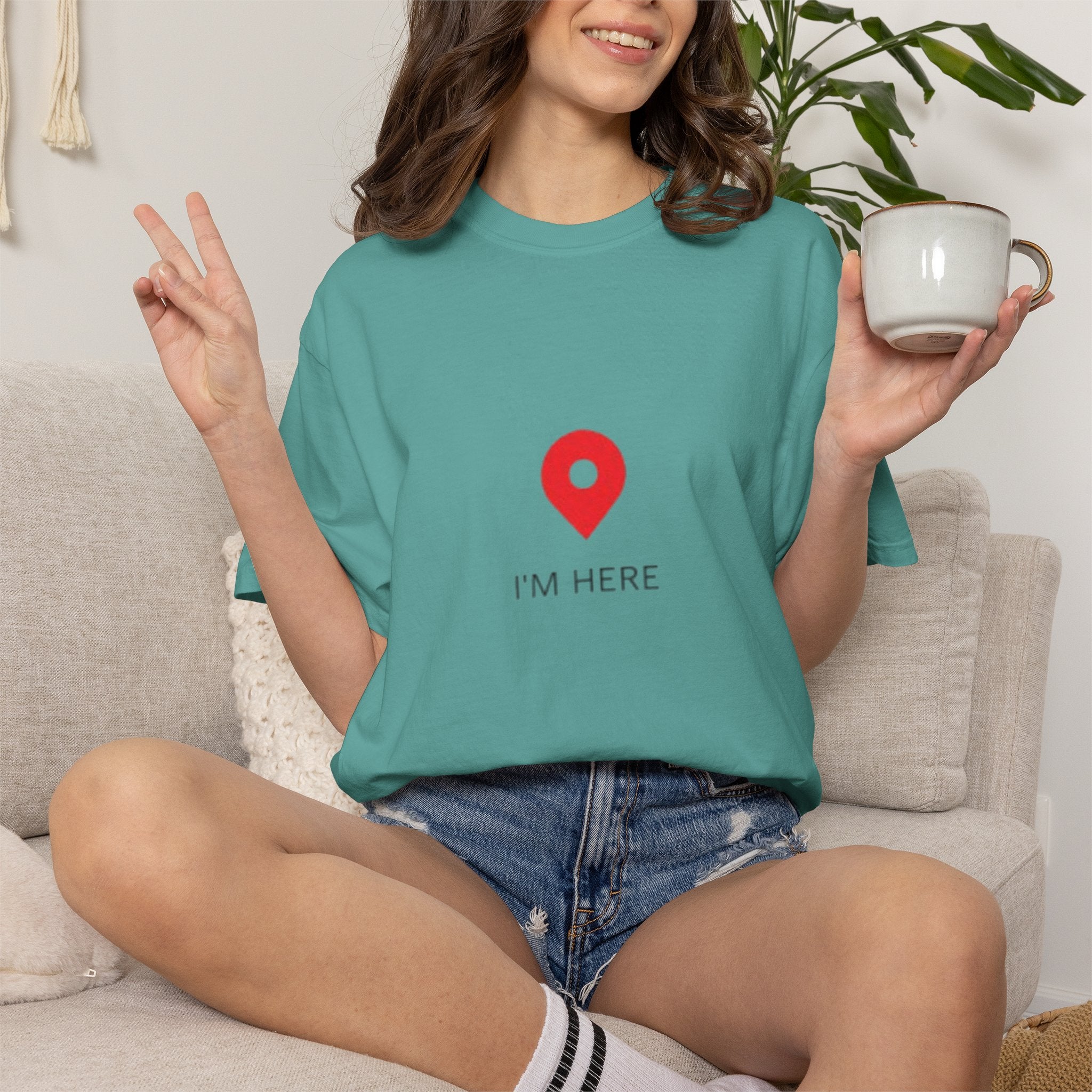 I’m Here T‑Shirt — Location Pin Graphic Tee
