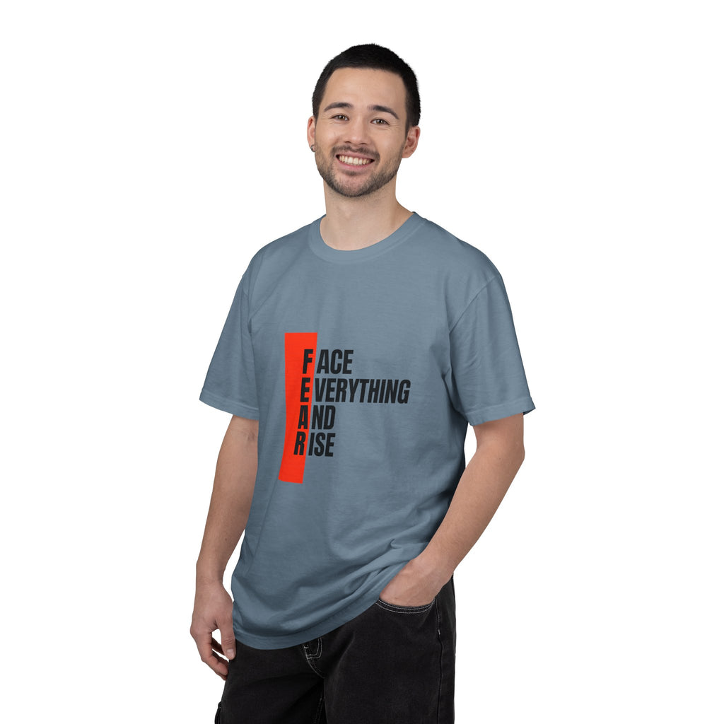 Motivational T-Shirt — "FEAR: Face Everything And Rise" Bold Red Accent
