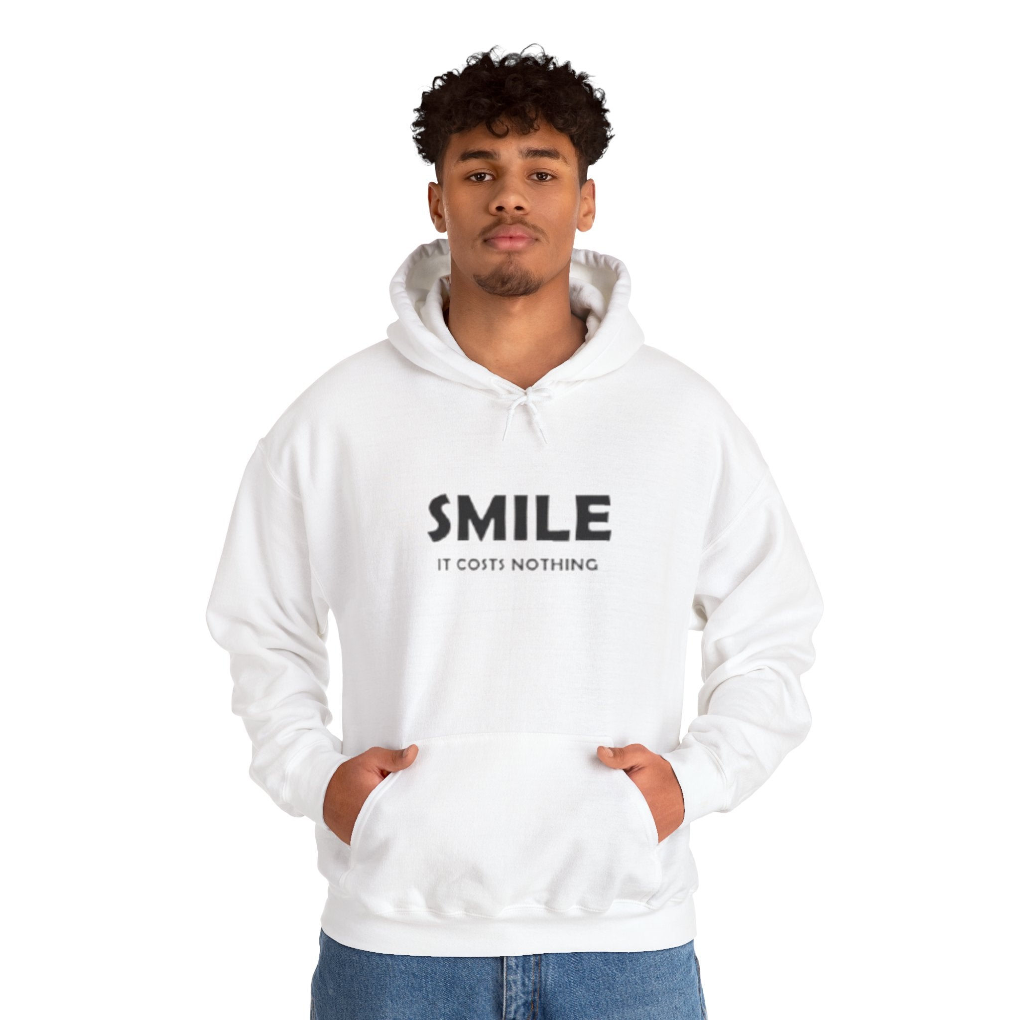 Smile It Costs Nothing Hoodie — Minimalist Positive Message Hooded Sweatshirt