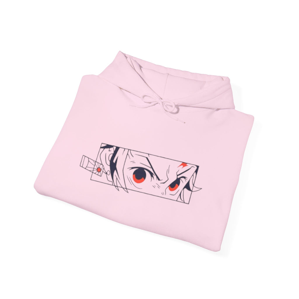 Anime Eyes Hoodie — Minimal Red & Black Manga Gaze Sweatshirt