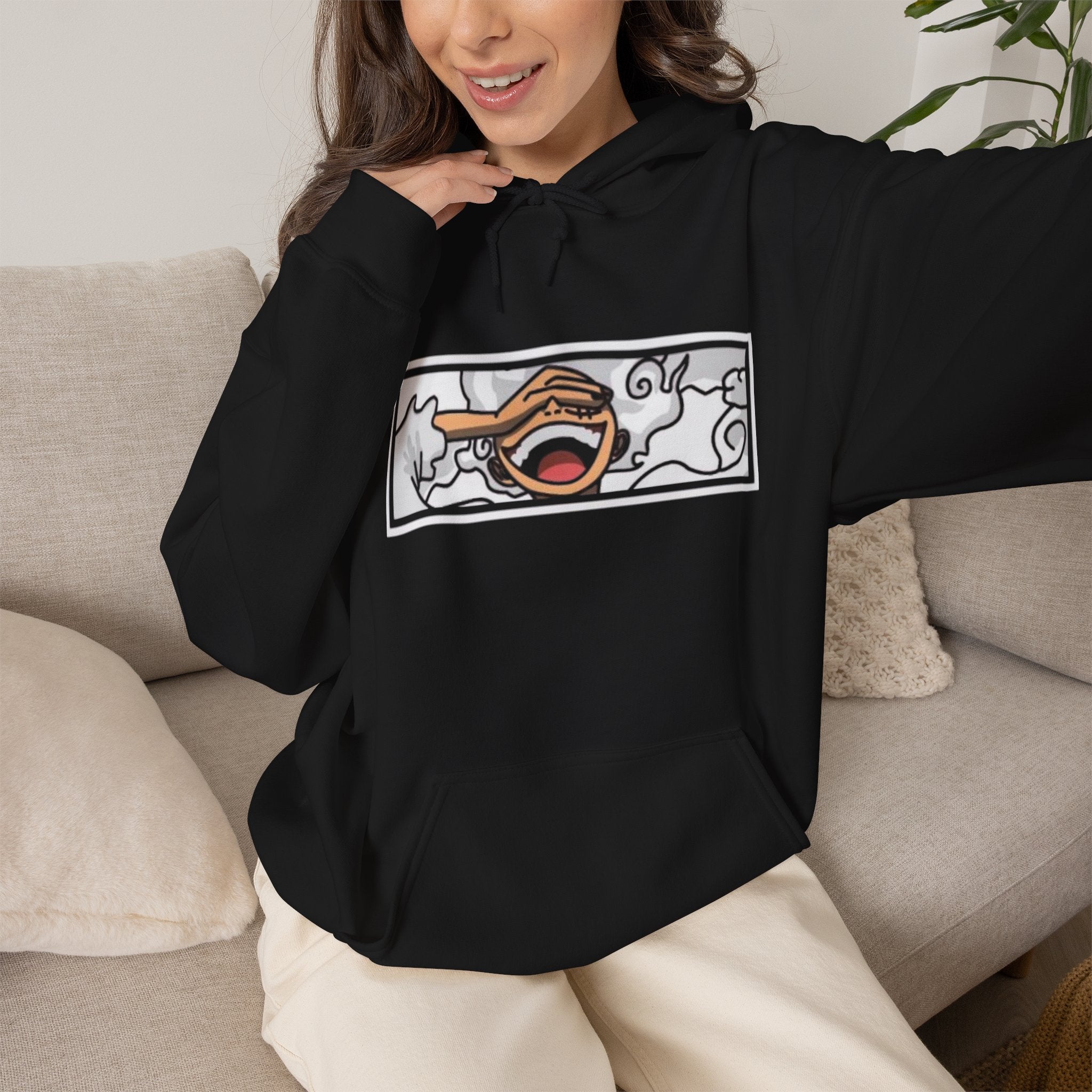 Laughing Mouth Graphic Hoodie — Anime Smile Streetwear Hoodie