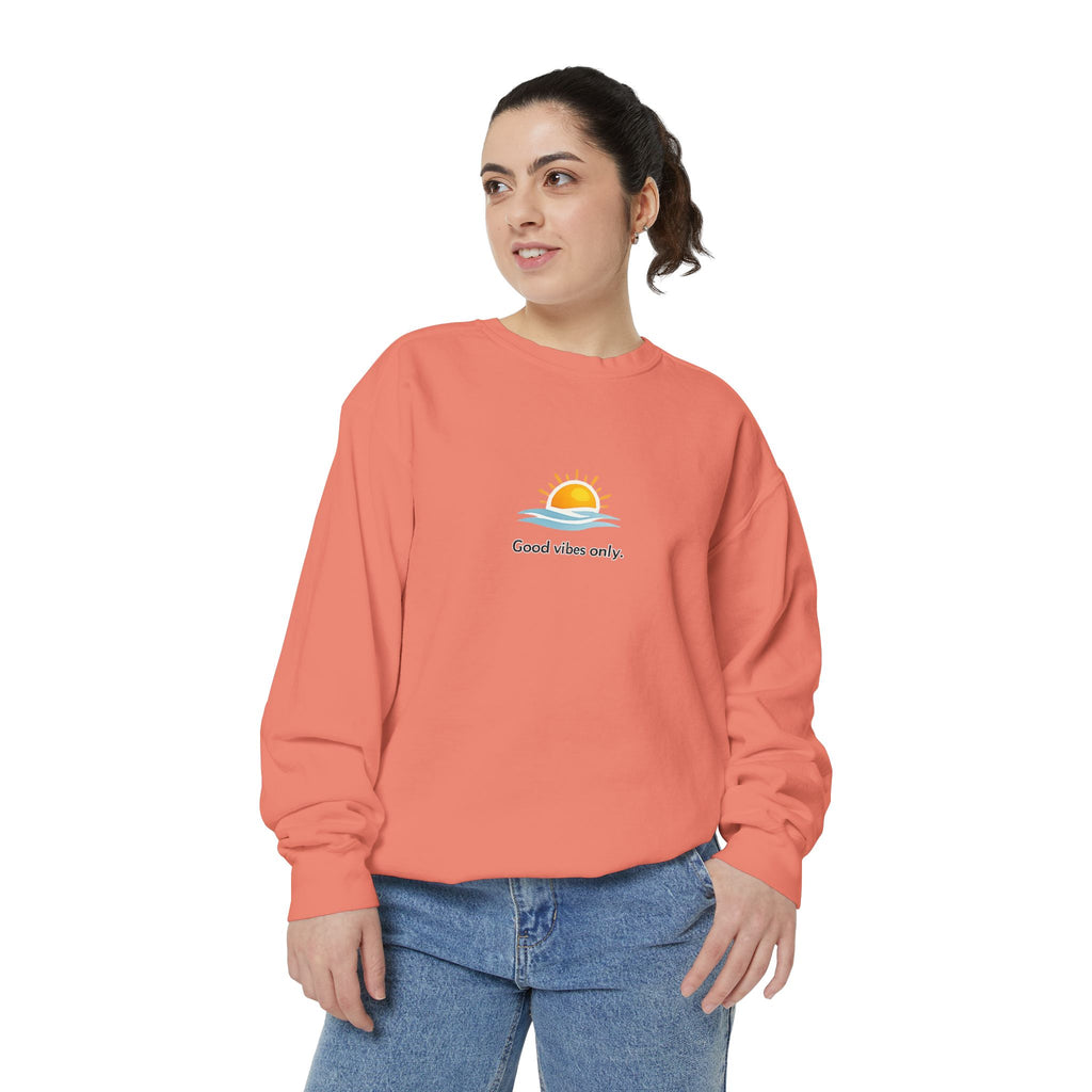 Good Vibes Only Sweatshirt — Sunrise Graphic Cozy Pullover