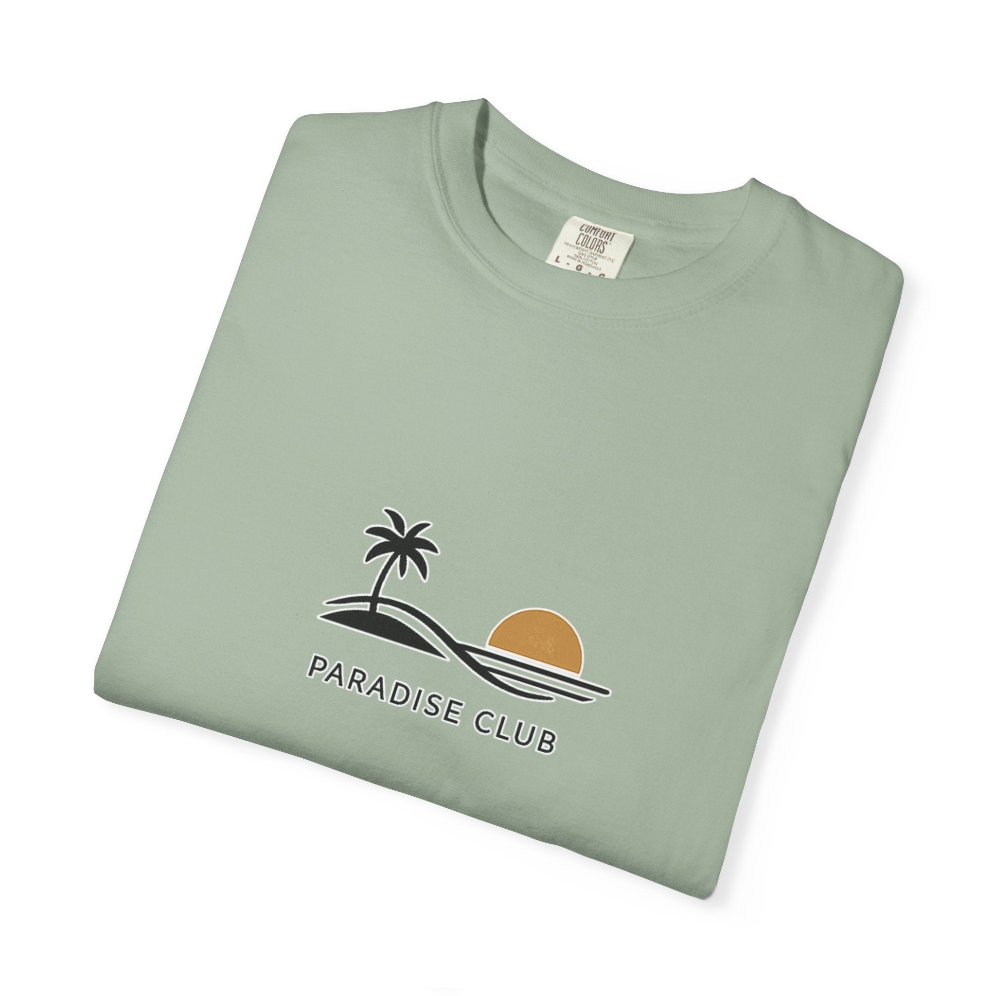 Paradise Club Tee — Minimal Sunset Palm Graphic T-Shirt