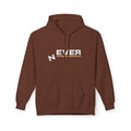 Never Typography Hoodie — Brown Casual Graphic Pullover