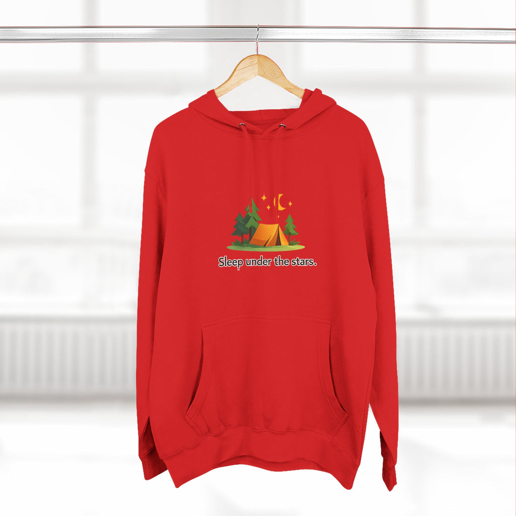 Camping Hoodie — "Sleep Under the Stars" Tent & Moon Graphic
