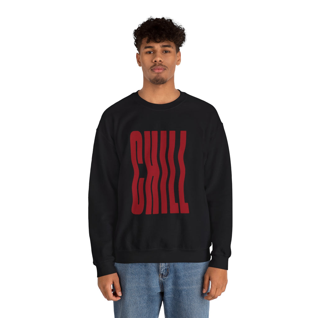 Chill Distorted Text Crewneck Sweatshirt