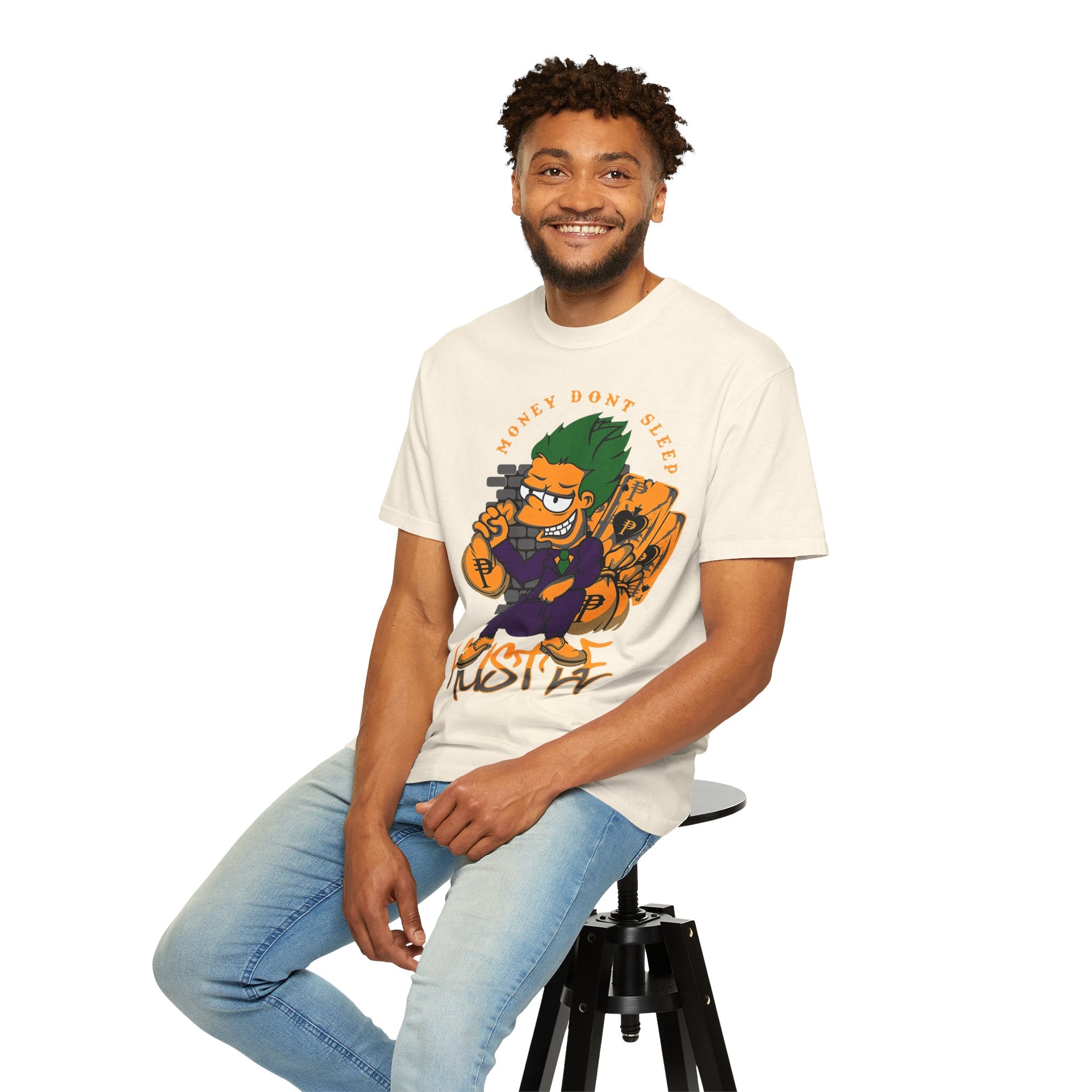 T-Shirt — 'Money Don’t Sleep' Cartoon Hustle Tee