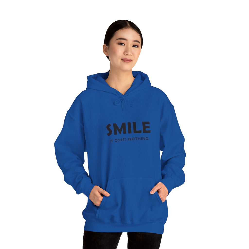 Smile It Costs Nothing Hoodie — Minimalist Positive Message Hooded Sweatshirt