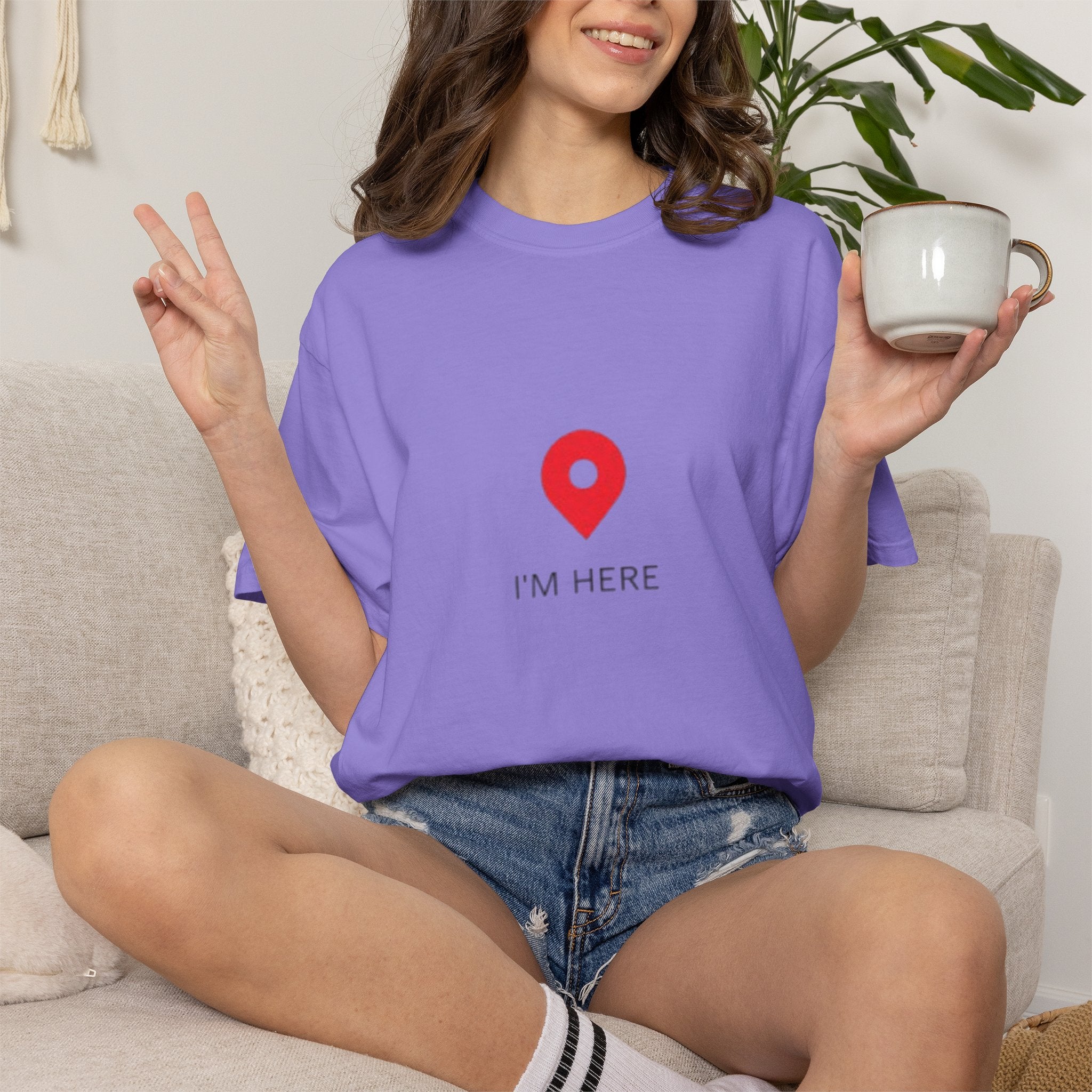 I’m Here T‑Shirt — Location Pin Graphic Tee