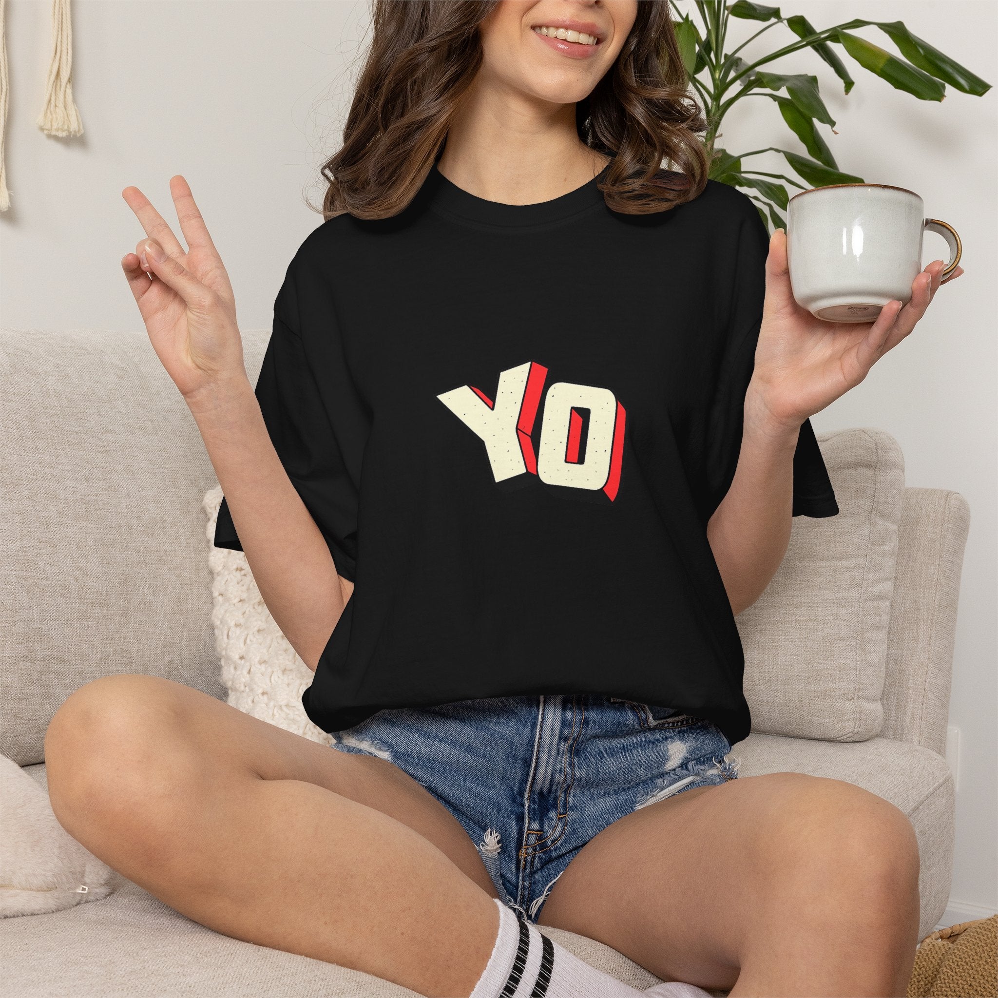 Yo Graphic T-Shirt — Retro 3D Lettering Tee