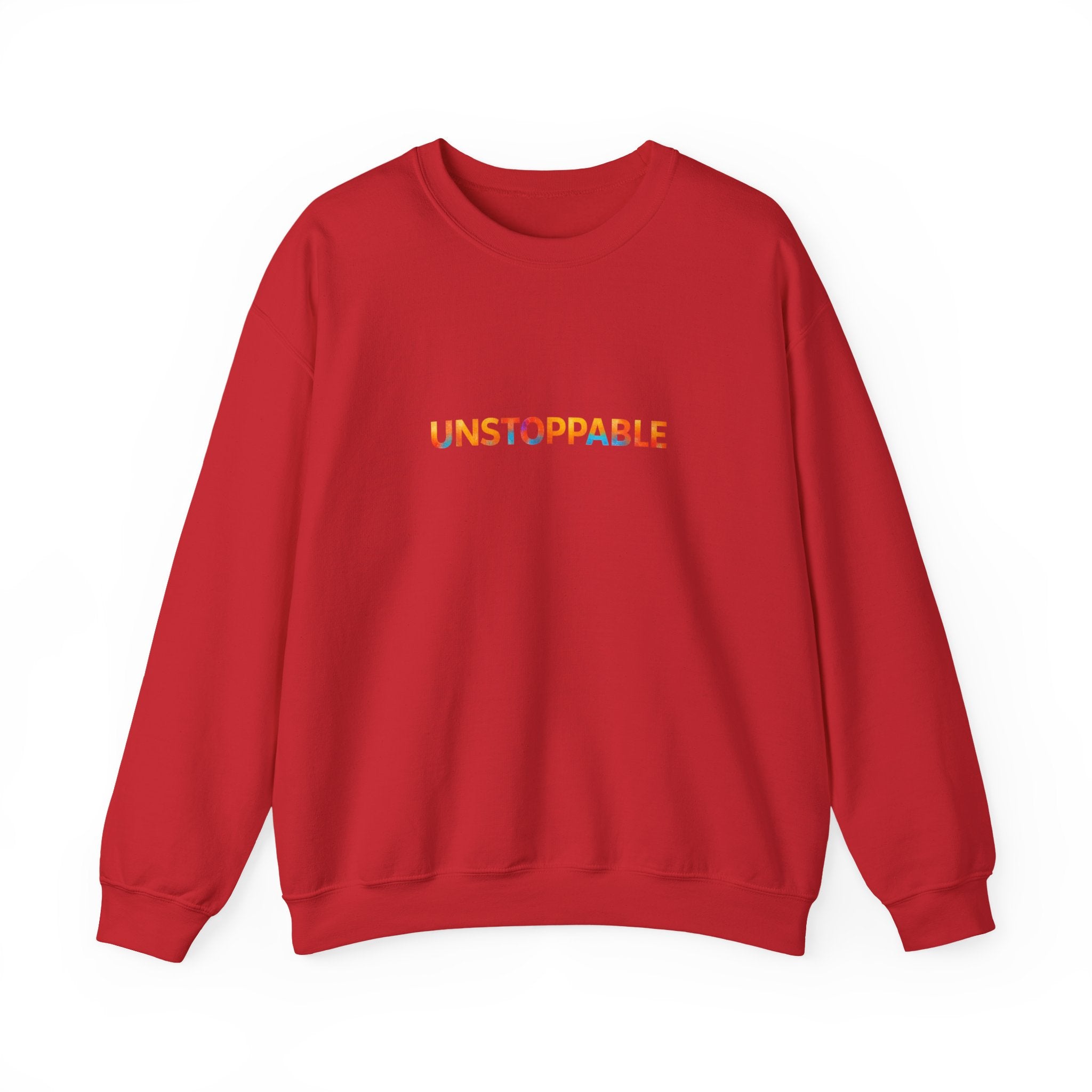 Unstoppable Crewneck Sweatshirt — Inspirational Rainbow Text Pullover